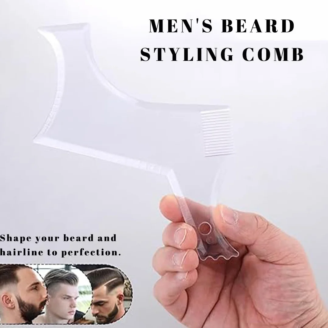 2 PCS stencil Pettine per Barba,Pettine Stencil Barba,Signori pizzetto Collo Sagome per Barba Styling Tool per allineare e rifinire Gli Uomini rasatura della barba,Trasparente