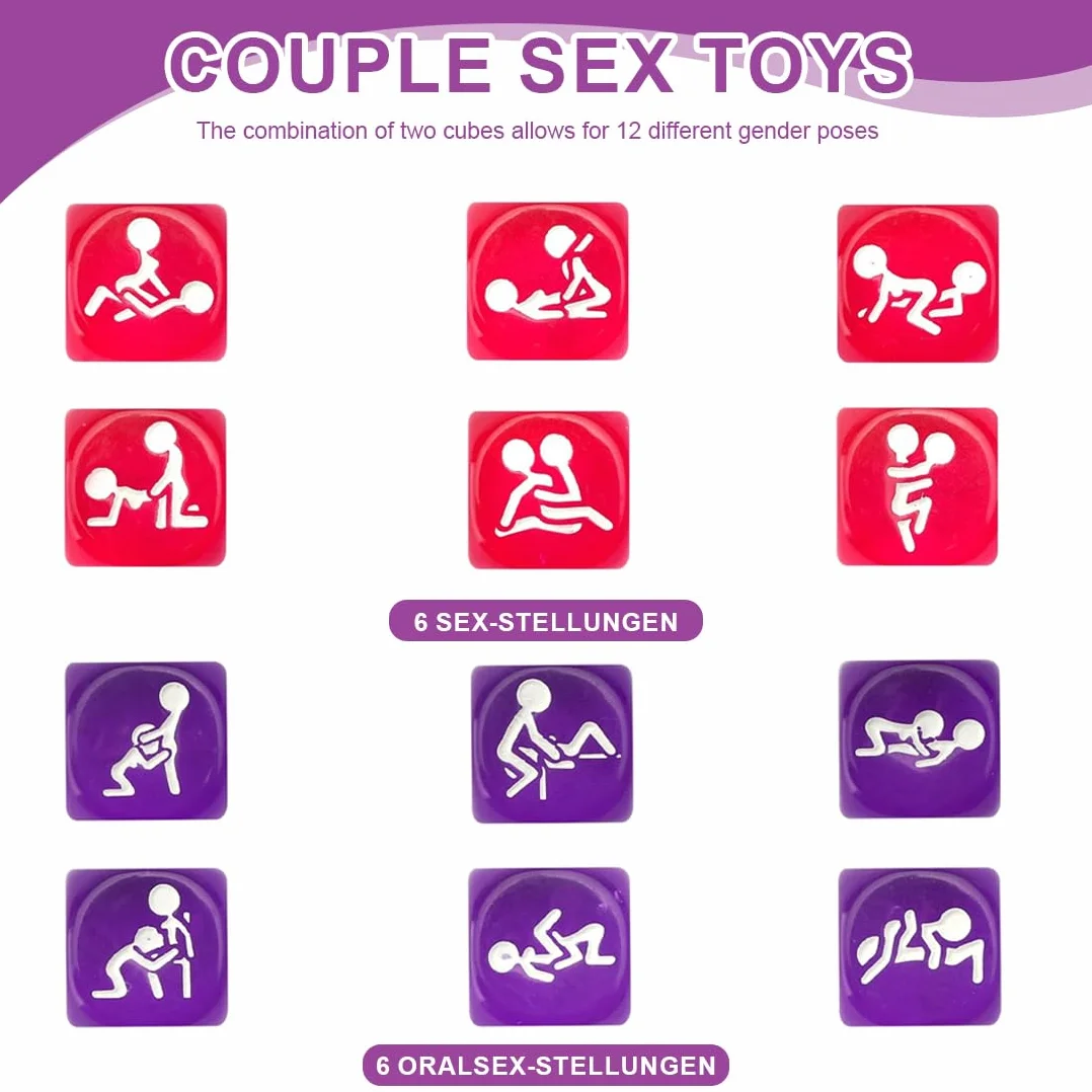 2 Pezzi Dado Sessuali Set, Giochi Erotici, Giochi Sessuali Hot per Coppia, Cubi Erotici Viola Orale E Rosa Sesso, 1.8Cm, Gioco Per Coppie Adulti Camera Da Letto
