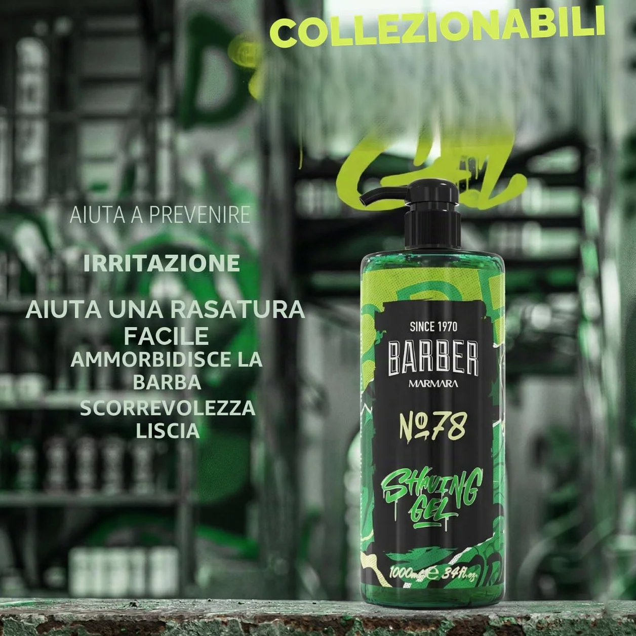 barber marmara Gel da barba da uomo n. 78 - Gel da barba trasparente da 1000 ml - Shaving Gel Men - rasatura precisa dei contorni della barba - non schiuma,raffredda la pelle