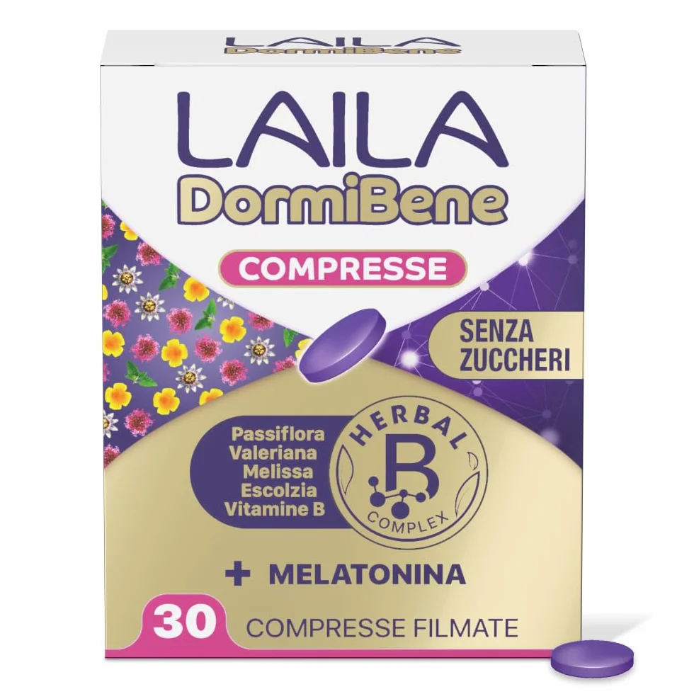Laila DormiBene Compresse Integratore per il sonno con Melatonina 30 compresse