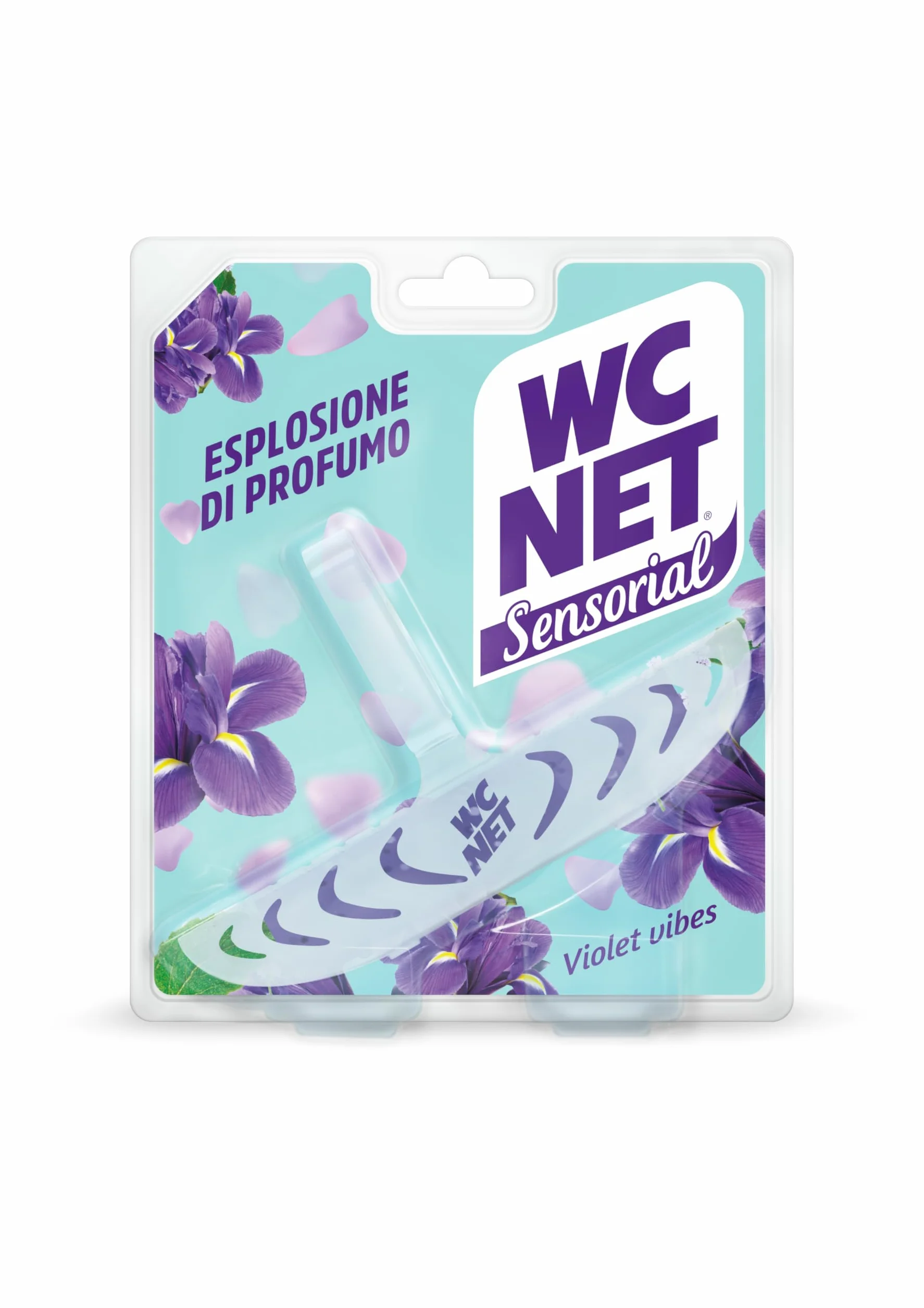 Wc Net - Tavoletta Sensorial Violet Vibes, Detergente Igienizzante Solido per WC, Esplosione di Profumo Iris e Patchouli, Azione Anticalcare e Pulito