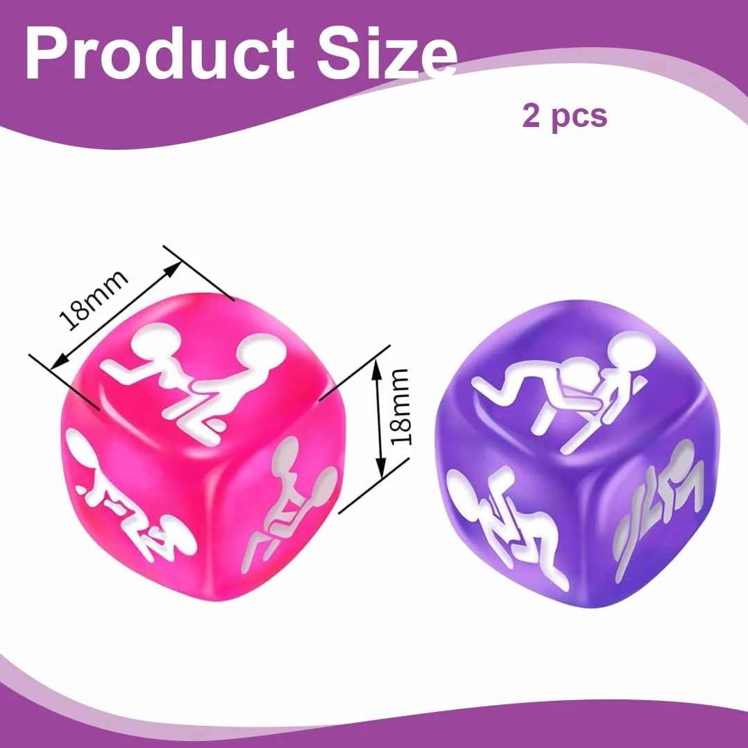 2 Pezzi Dado Sessuali Set, Giochi Erotici, Giochi Sessuali Hot per Coppia, Cubi Erotici Viola Orale E Rosa Sesso, 1.8Cm, Gioco Per Coppie Adulti Camera Da Letto