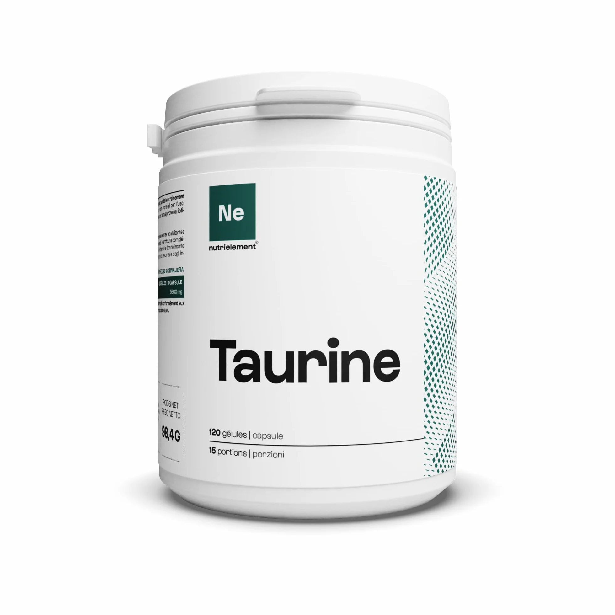 Taurina pura al 100% | Prestazioni atletiche - Miglioramento del sonno - Taurina vegetale - Non OGM - Benessere e Sport | Nutrimuscle | 120 capsule