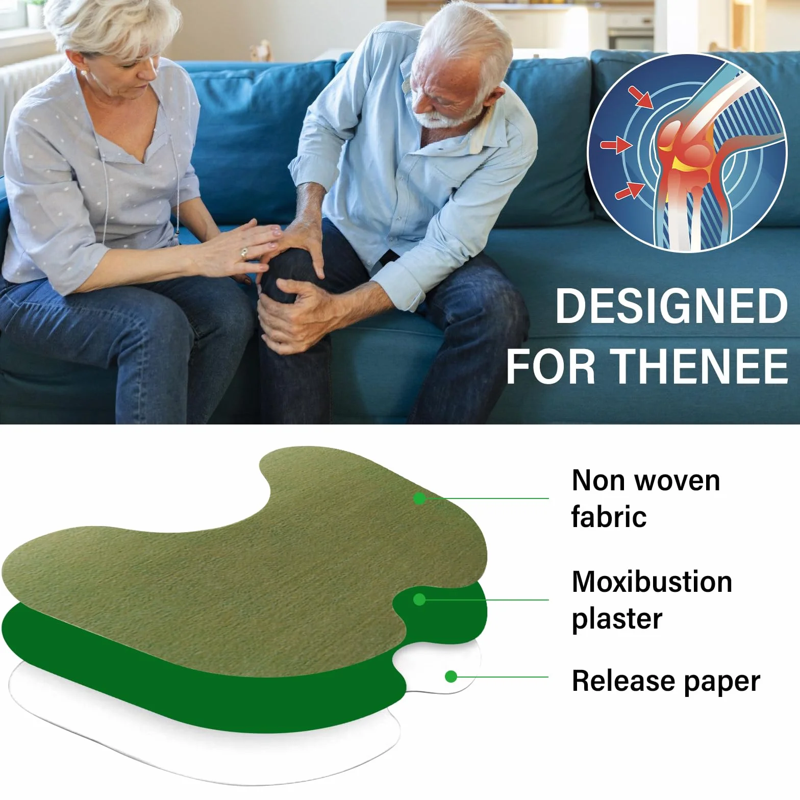 Patch Anti Dolore Ginocchia: 96 Pezzi Patch Riscaldante Posteriore Anti Dolore Assenzio, Knee Pane Rilievo per Ginocchia Schiena Collo Spalla Muscolare Articolazioni