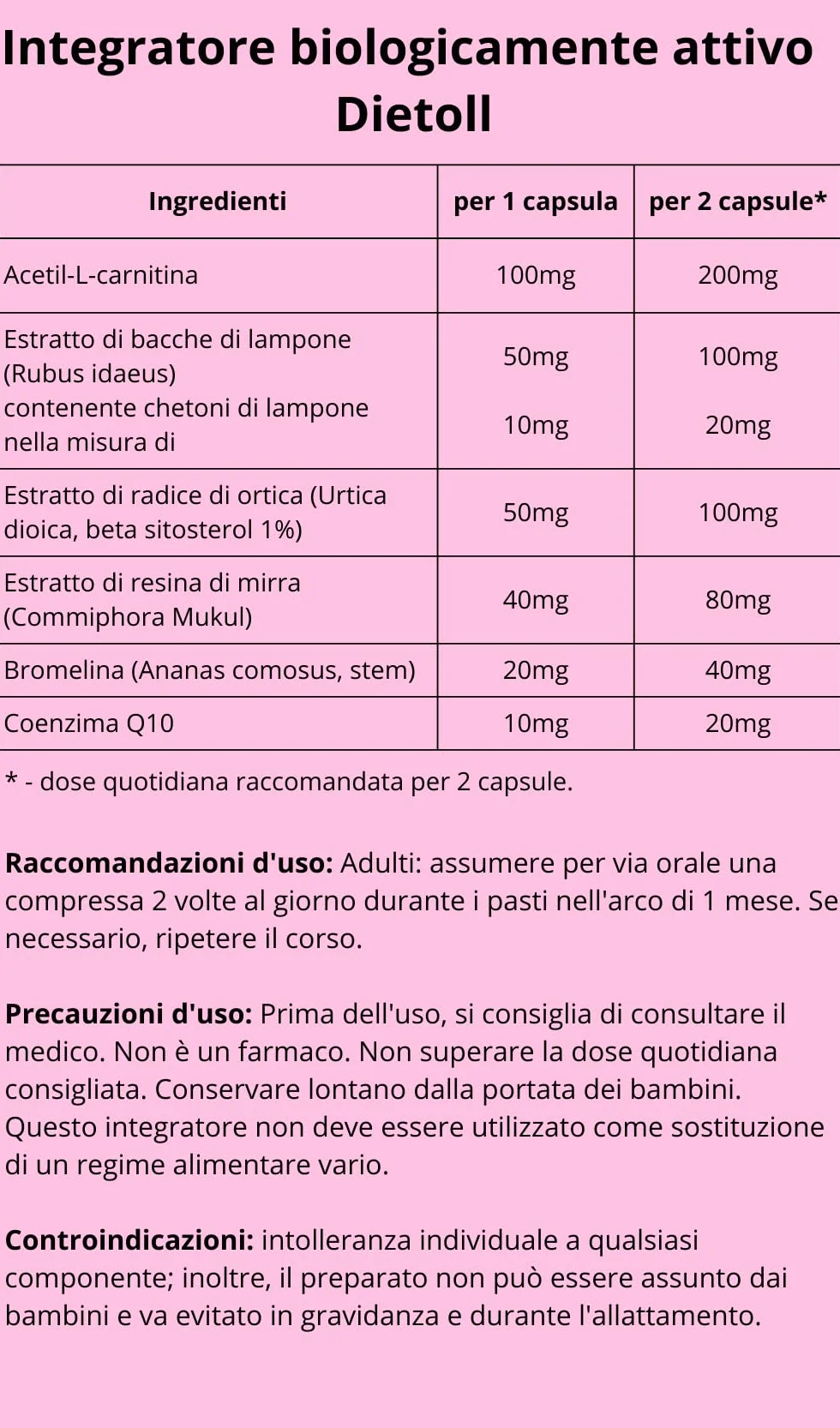 Dietoll - Integratore Dietetico per Dieta Chetogenica, 20 Capsule con Coenzima Q10