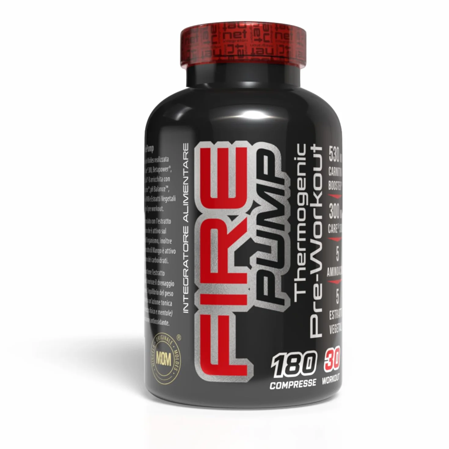 Net Integratori Fire Pump 180 cpr – Integratore Pre-Workout per la fase Cut – Propionyl-L-Carnitina e Acetyl-Carnitina per Energia Resistenza e Supporto alla Massa Muscolare