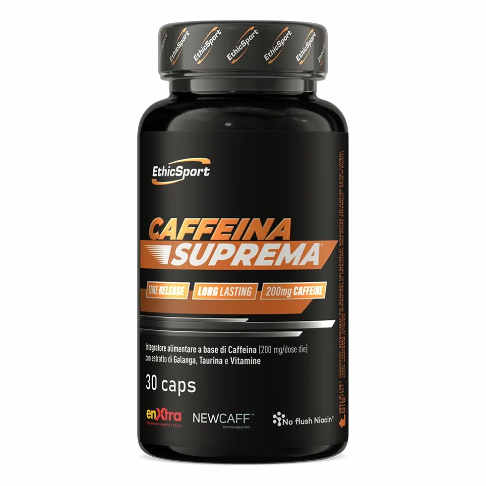 ETHICSPORT Caffeina Suprema 200 mg Caffeina a rilascio modulato NEWCAFF EnXtra Teanina Taurina 30 capsule vegetali