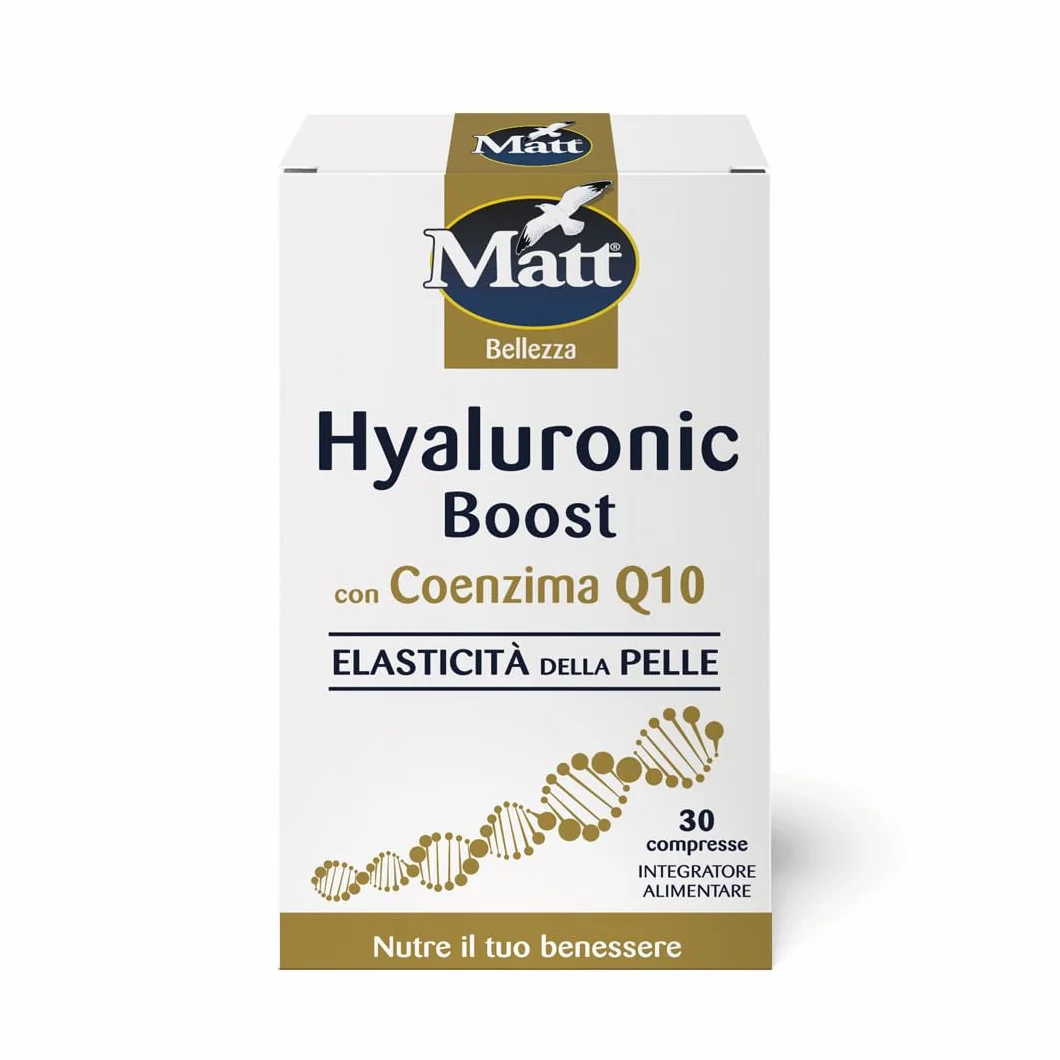 Matt Hyaluronic Boost Integratore Acido Ialuronico Compresse con Coenzima Q10 e Vitamina C 30 Compresse