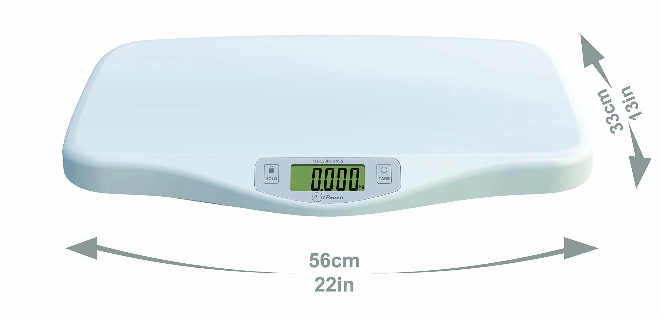 Bilancia Digitale per Neonati ad Alta Precisione 5g, Capacità Massima 20kg, Bianco