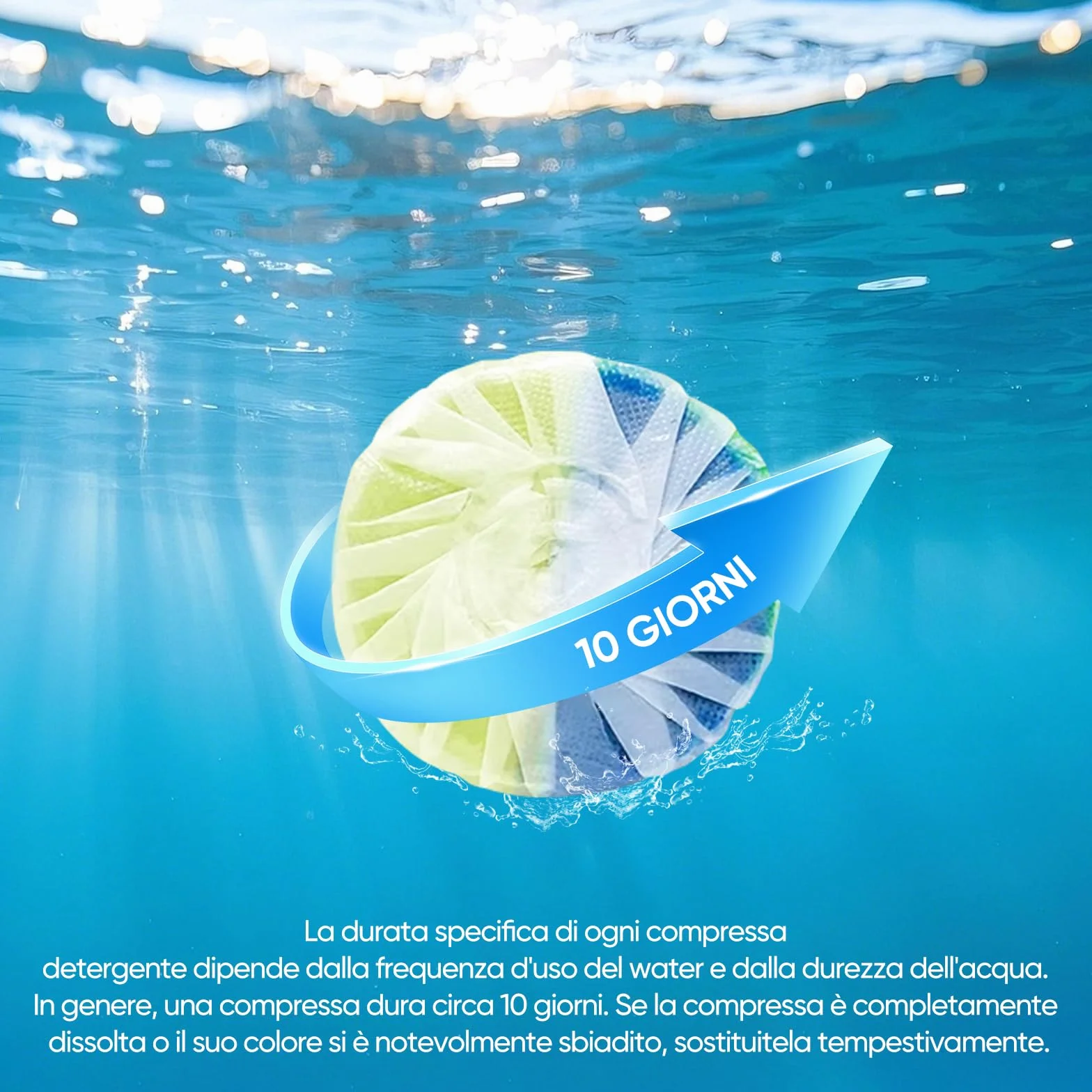 15 pezzi di Detergente per Wc,Detergente per Cassetta di Scarico a Doppia Azione (50 g/compressa),Previene Calcare e Sporco,Protegge lo Smalto,Profumo Rinfrescante