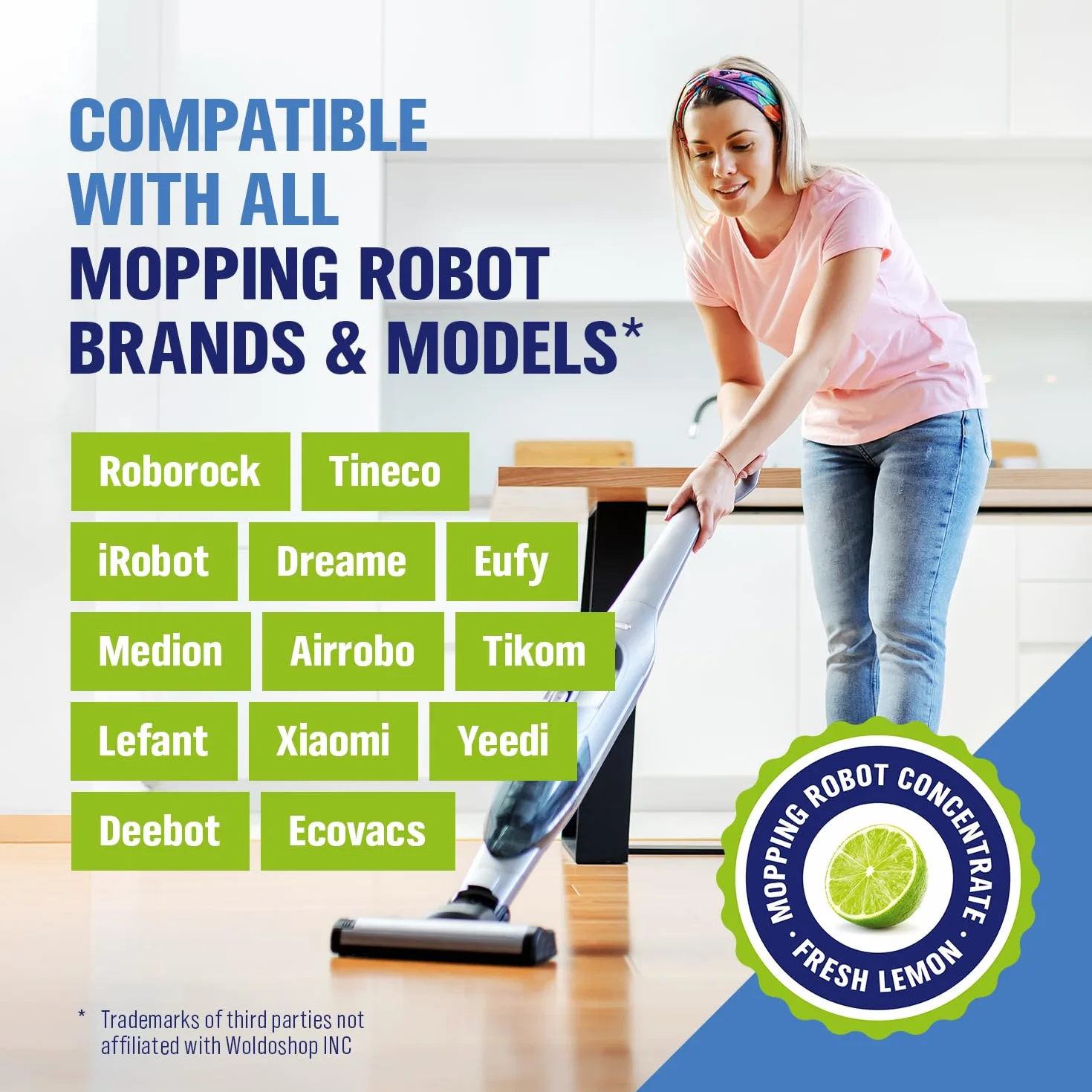 WoldoClean Detergente per Robot Lavapavimenti 750ml - Pulitore Concentrato Agrumi per Parquet e Laminato