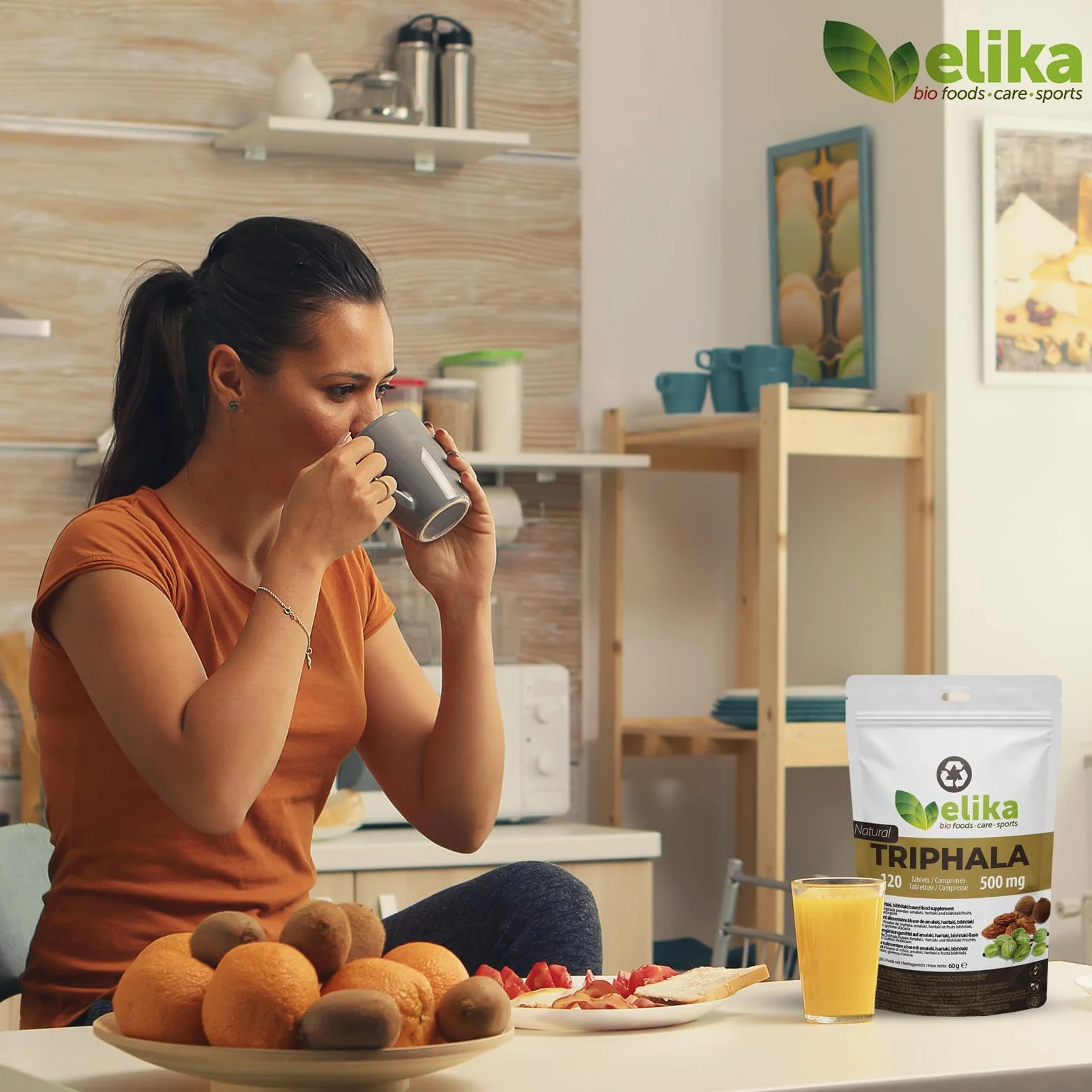 Triphala BIOLOGICO di Elikafoods®. Depurativo e disintossicante naturale. Integratore naturale per la pulizia del colon. Compresse naturali per la stitichezza intestinale - 120 compresse da 500 mg.