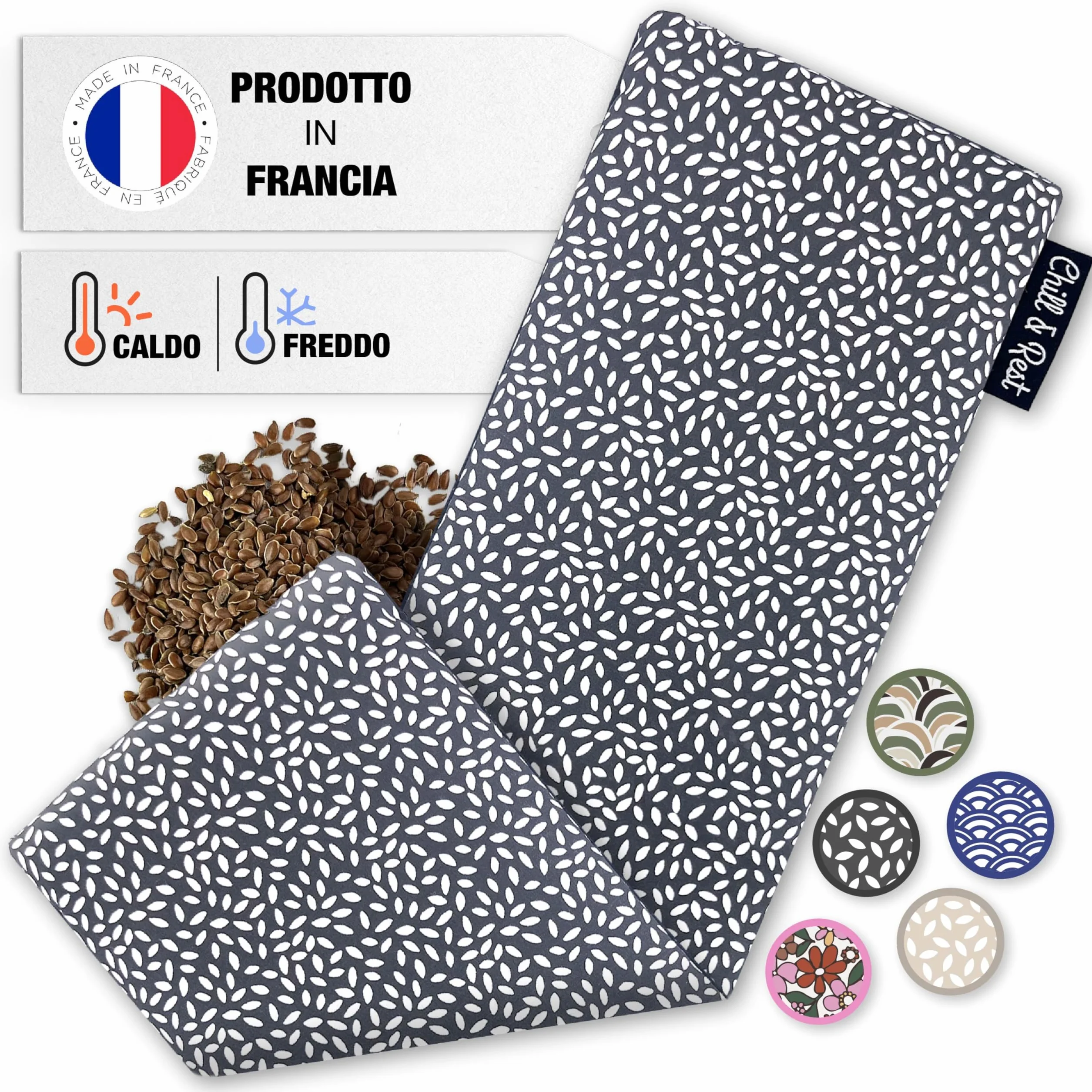 Chill&Rest - Cuscino termico microonde - cuscino riscaldante cervicale - semi di lino - cuscino riscaldabile - dolore cervicale - termoforo lombare - Grigio - La Anthracite