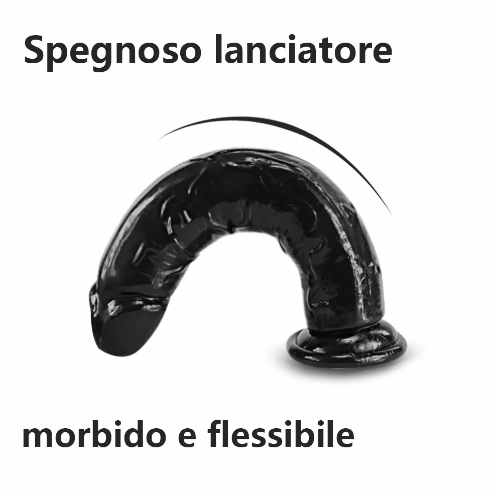 Dildo realistico con vene per pene finto per donne, fallo dildo nero per pisello da 20 cm con forte ventosa per giocattoli sessuali a mani libere, giocattoli sessuali flessibili per donne Anale