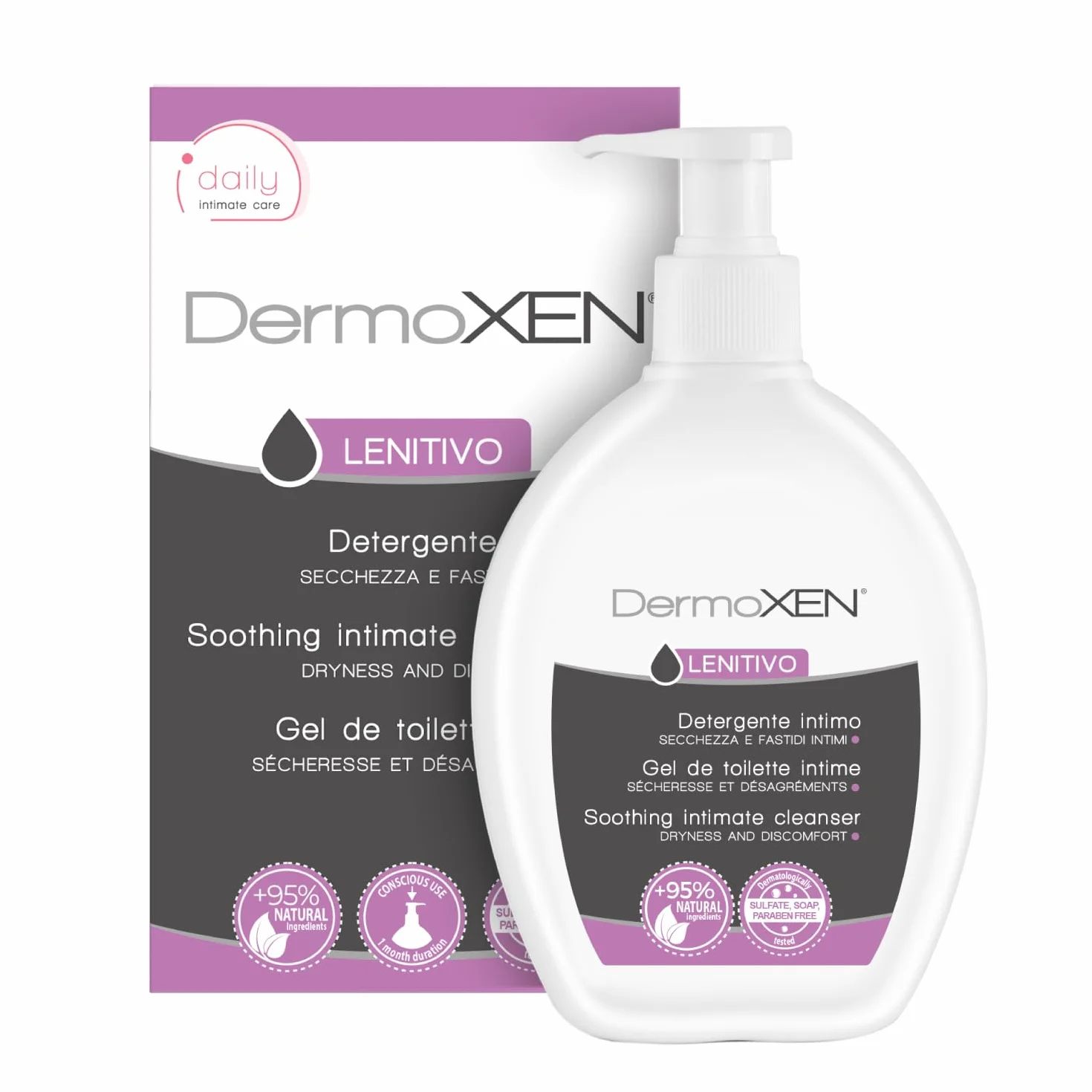 DERMOXEN Detergente Intimo Lenitivo e Idratante per Menopausa 200ml con Aloe Vera e Prebiotici