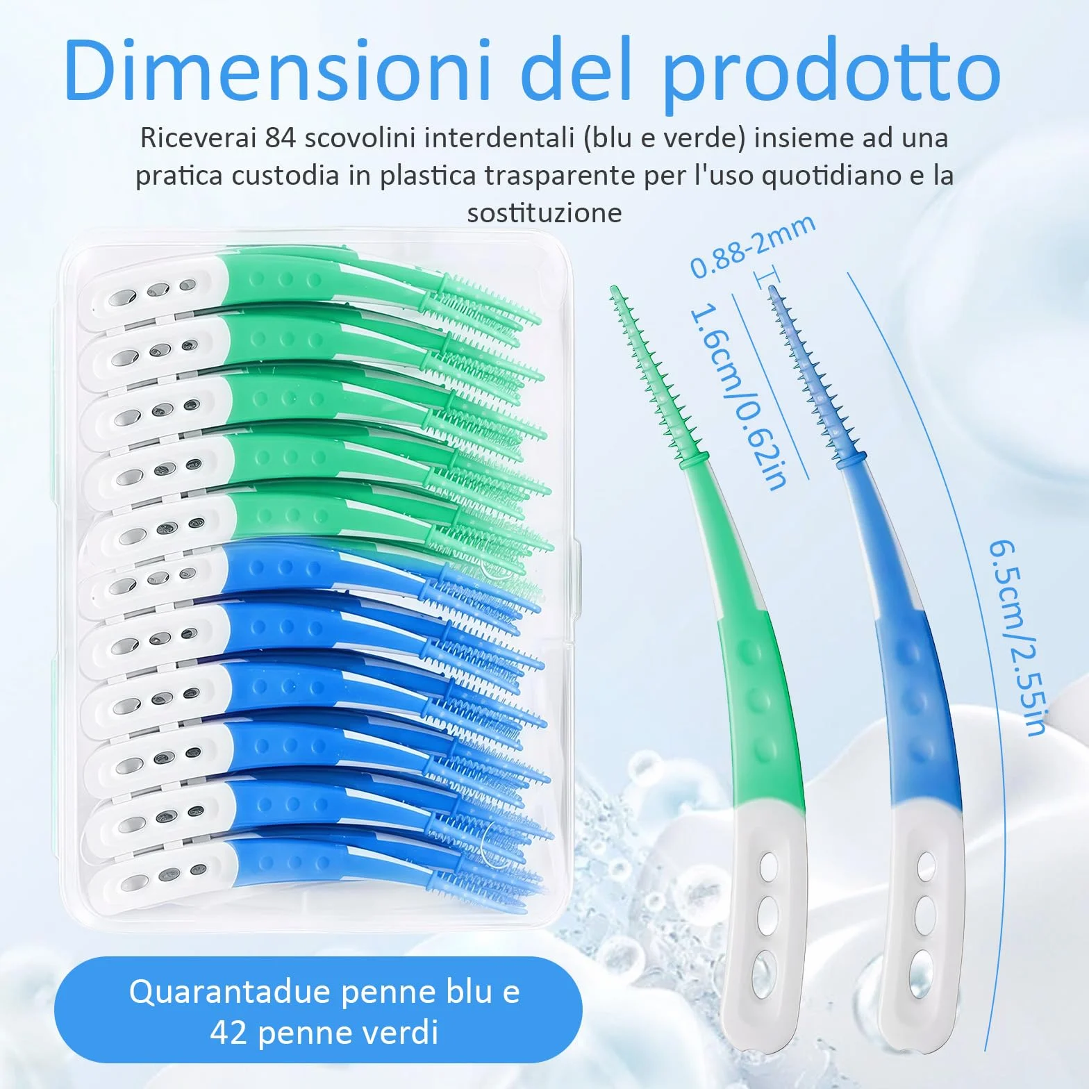 spazzole interdentali design curvo 84 pezzi