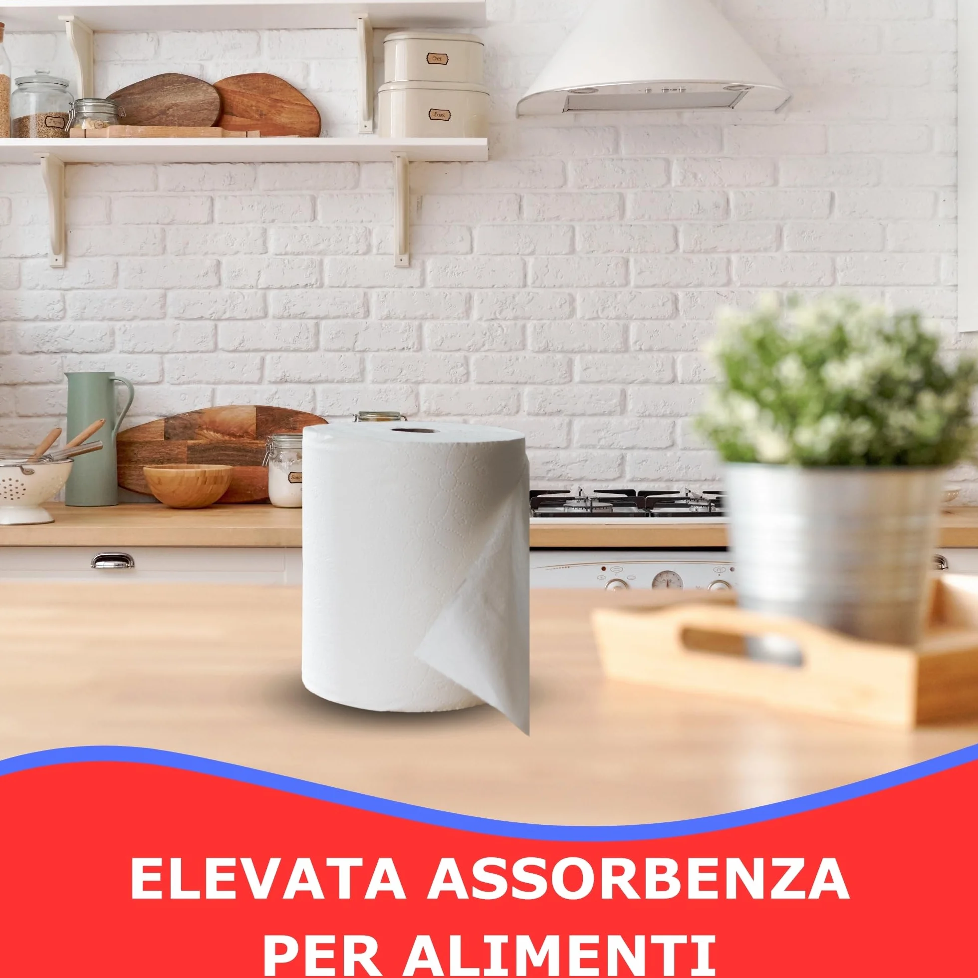Carta Asciugatutto Pura Cellulosa 2 Veli Bobina 2000 - 2 Rotoli