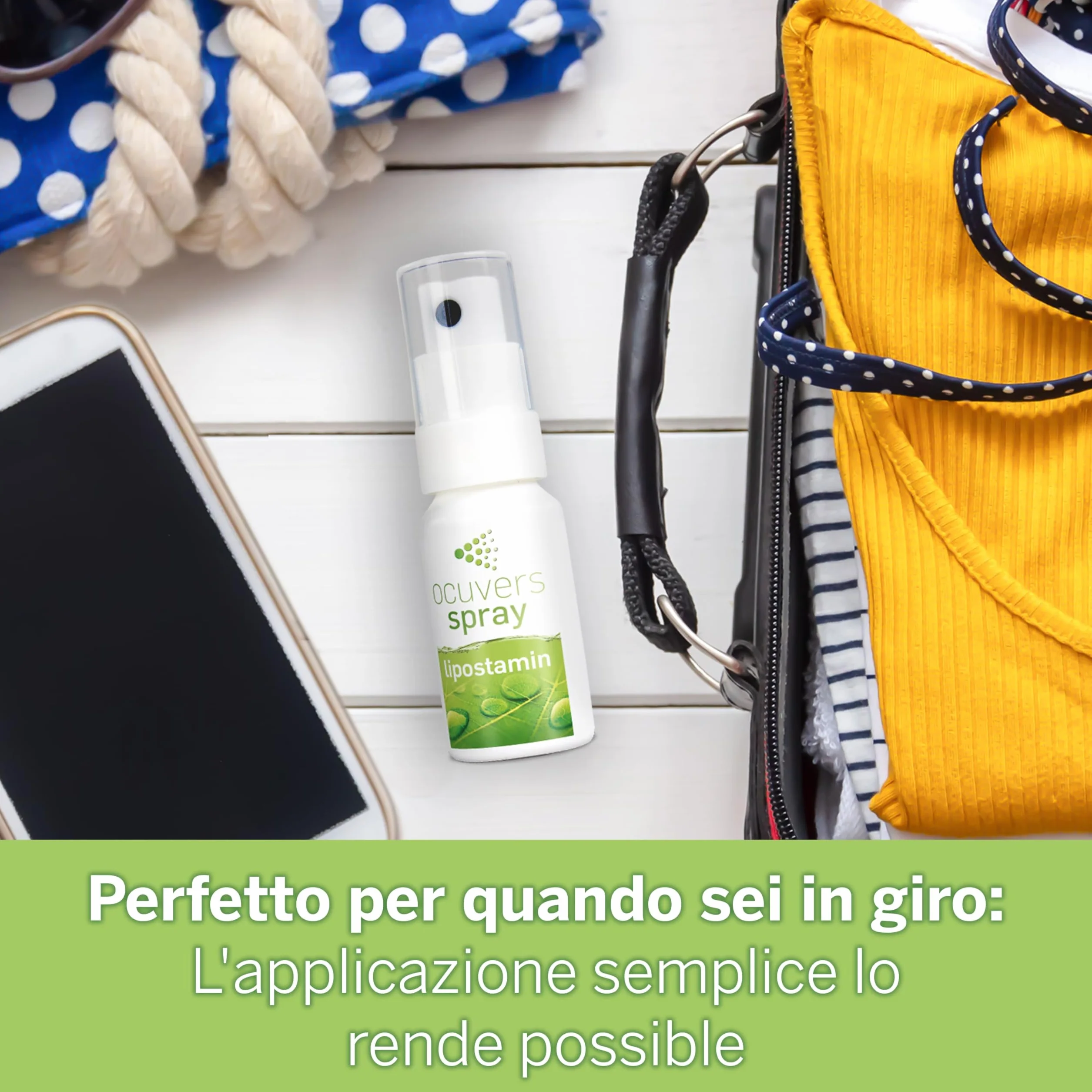 Ocuvers Lipostamin Spray Oculare con Eufrasia 15 ml - Occhi Arrossati, Senza Conservanti, Antiallergico