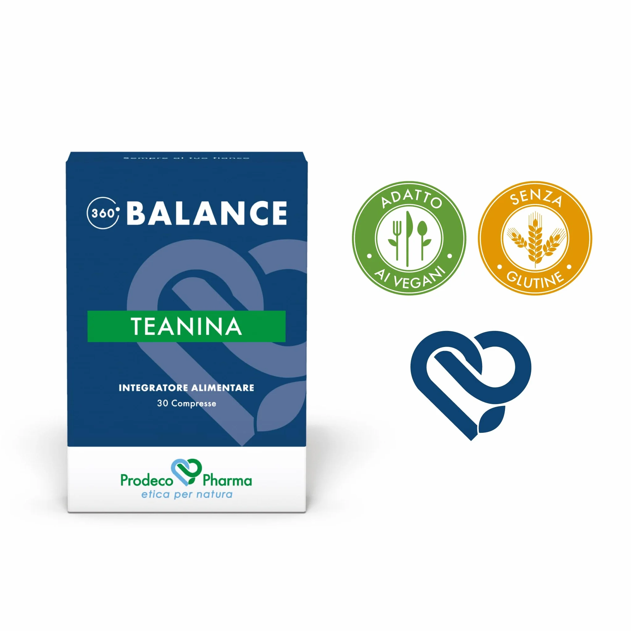 Prodeco Pharma 360 Balance Teanina Integratore Alimentare a Base di Teanina da Tè Verde 30 Compresse