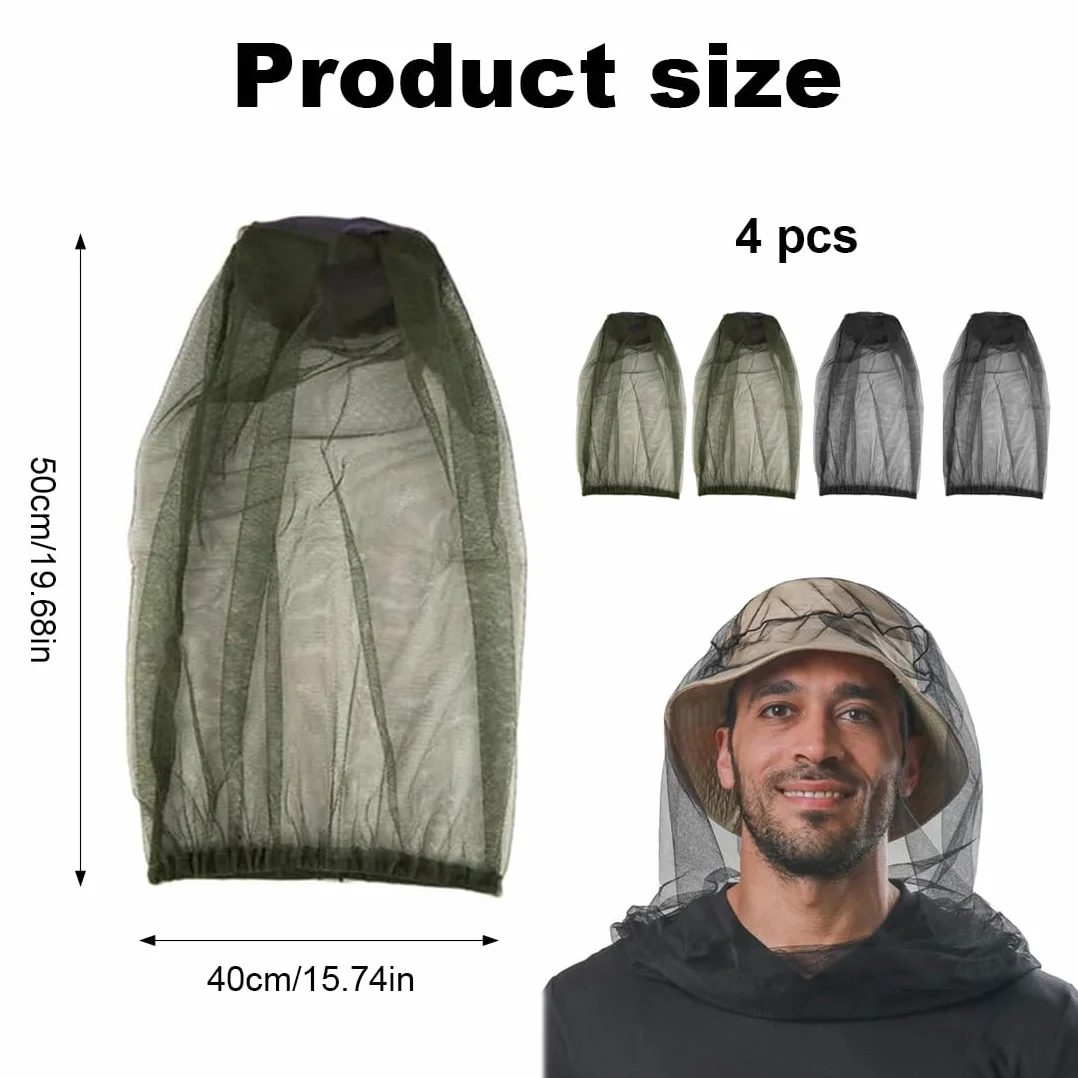 Cappello con Retina Antizanzare Apicoltura Maschera per Insetti Pesca all'Aperto Nero Verde