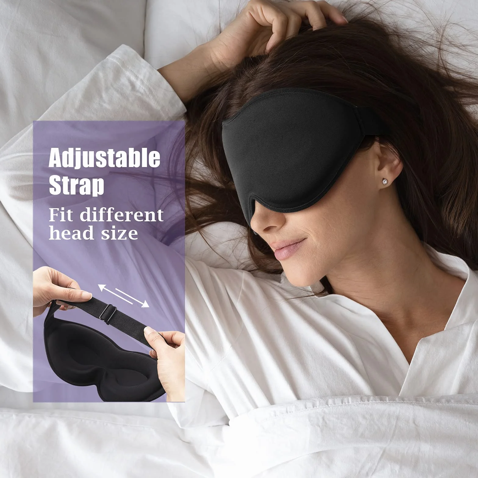 Mascherina Occhi per Dormire Migliorata per Donna Uomo, a forma di ciotola sagomata onaEz 3D, Design interno del naso 3D,100% Bloccare la Luci, per Viaggio