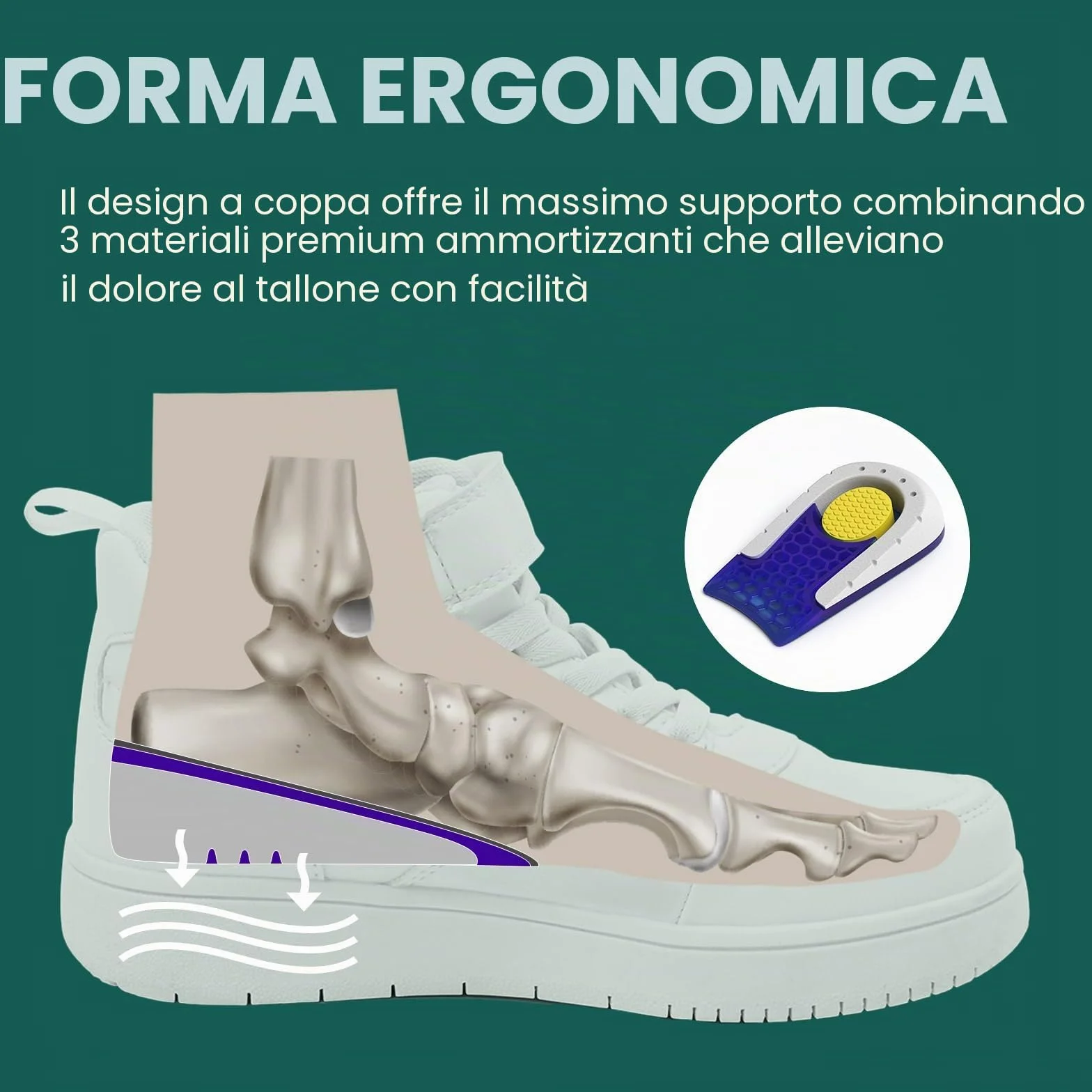 Supporti plantari per tallone per alleviare il dolore, Welnove Cuscini talloni Tendonite d'Achille, Fasciite plantare, Dolore del Tacco, Donne 37,5-41, Uomini 37-39, 0,6 e 1 pollici di altezza, 2 Paia