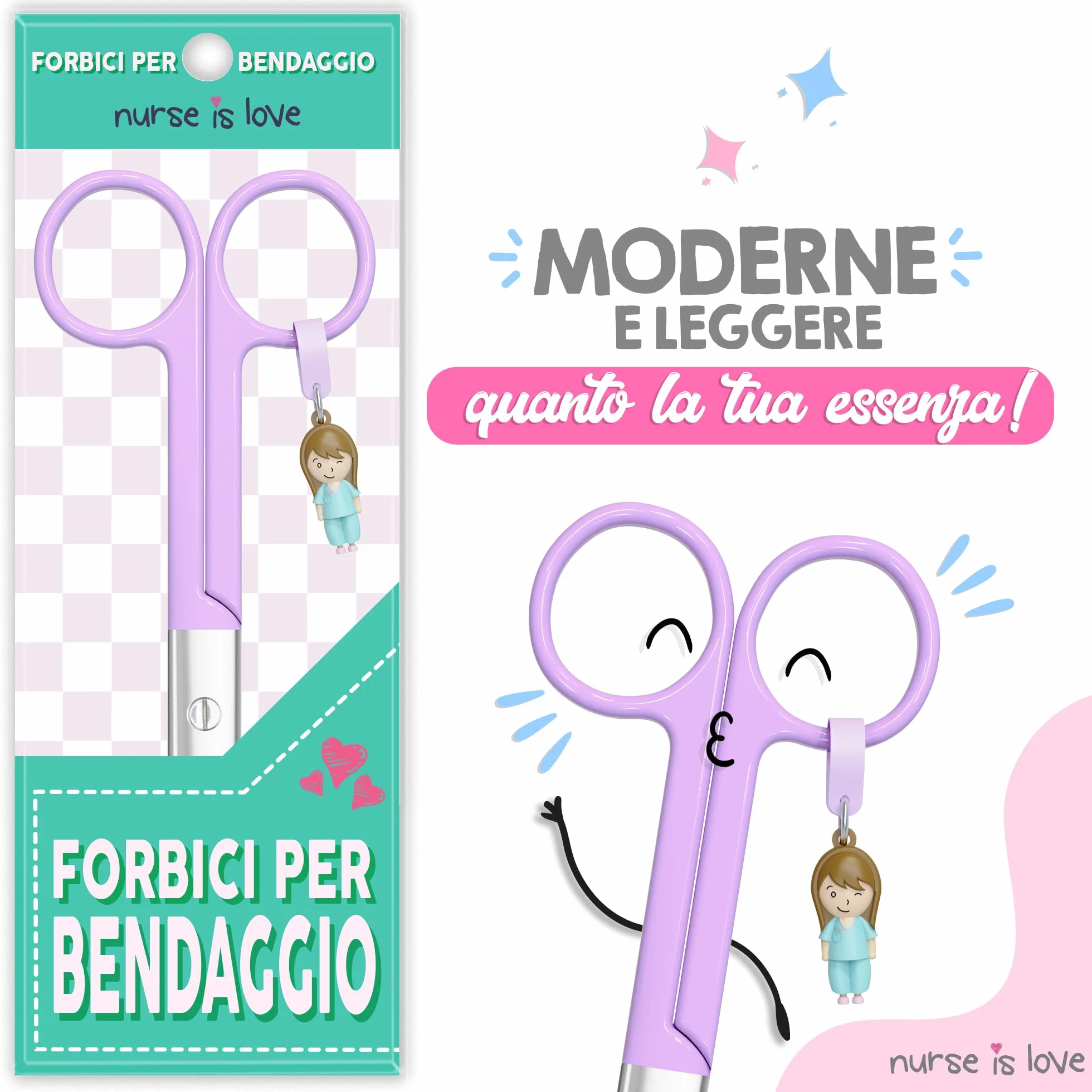 Forbici da infermiere smussate Lila - forbici mediche angolate per bendaggi
