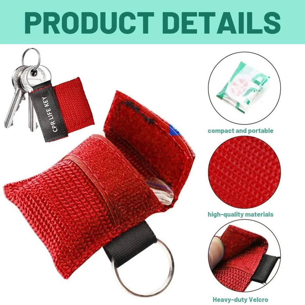 Pocket Mask 10 Pezzi Rosso 5Cm x 5.5Cm Mascherina Respirazione Primo Soccorso Bocca A Bocca