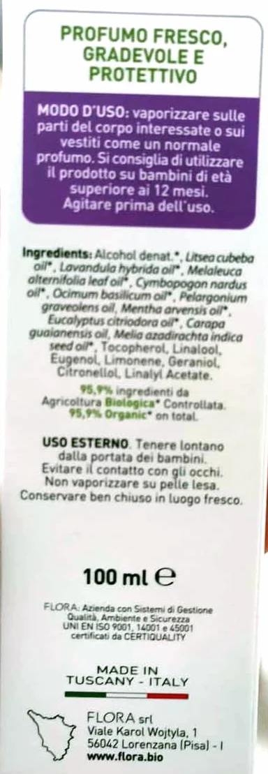 FLORA Spray Corpo BIO-COSMOS 2 x 100 ml Repellente Zanzare