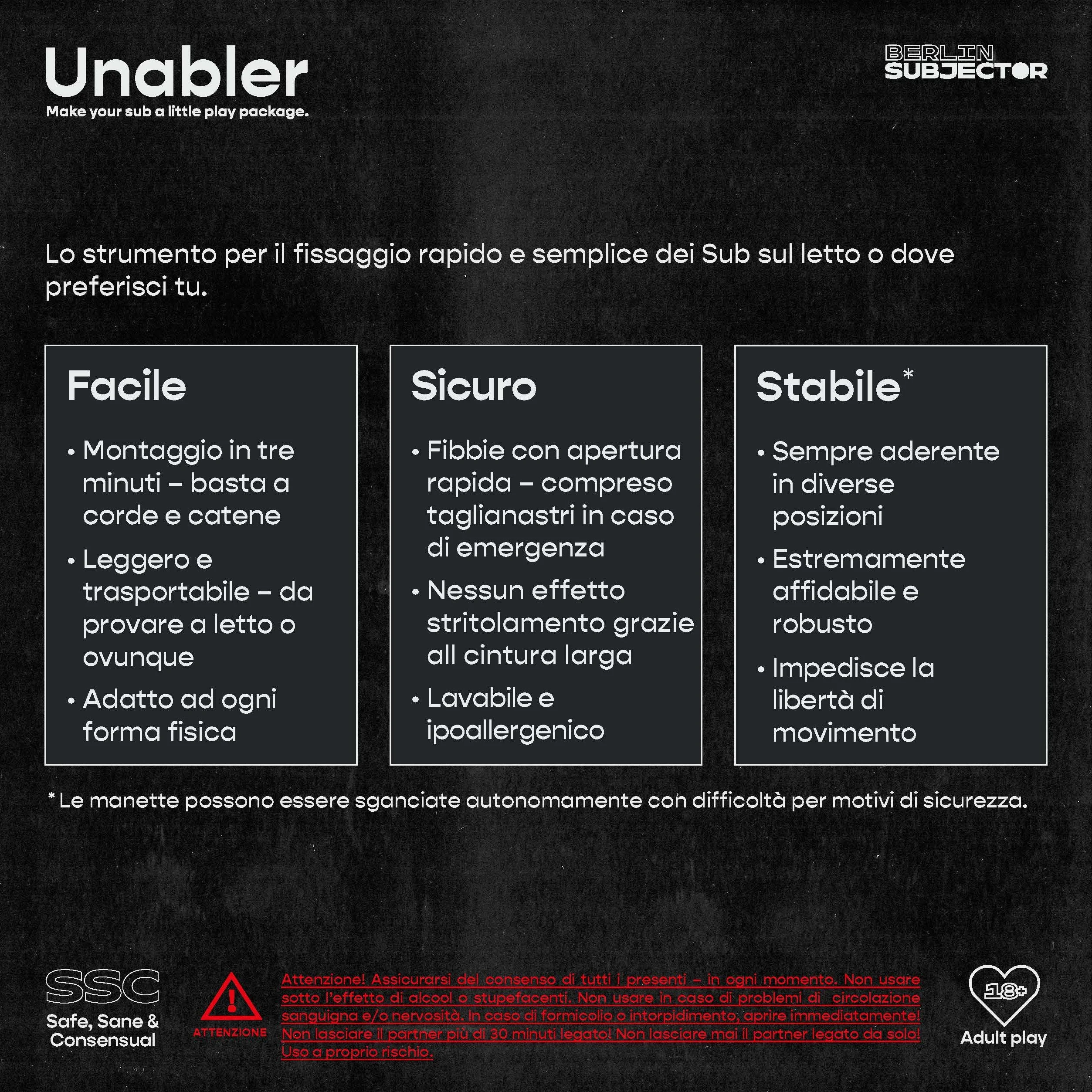 Set bondage tedesco Berlin Subjector giocattolo per adulti legare sesso estremo