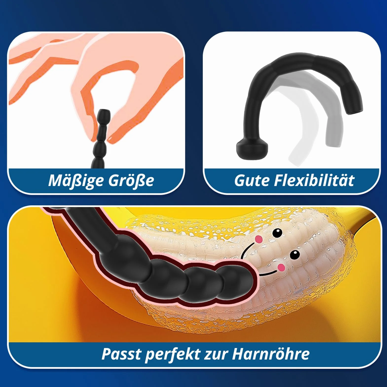 Roluck Set di Dilatatori Uretrali per Uomo, Catetere in Silicone, Sex Toys SM per Massaggio Prostatico, Perline Uretrali (3 Pezzi)