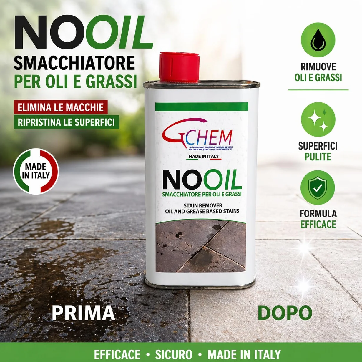 Smacchiatore Professionale per Marmo, Cotto, Pietra e Cemento - Rimuovi Macchie di Olio e Grasso