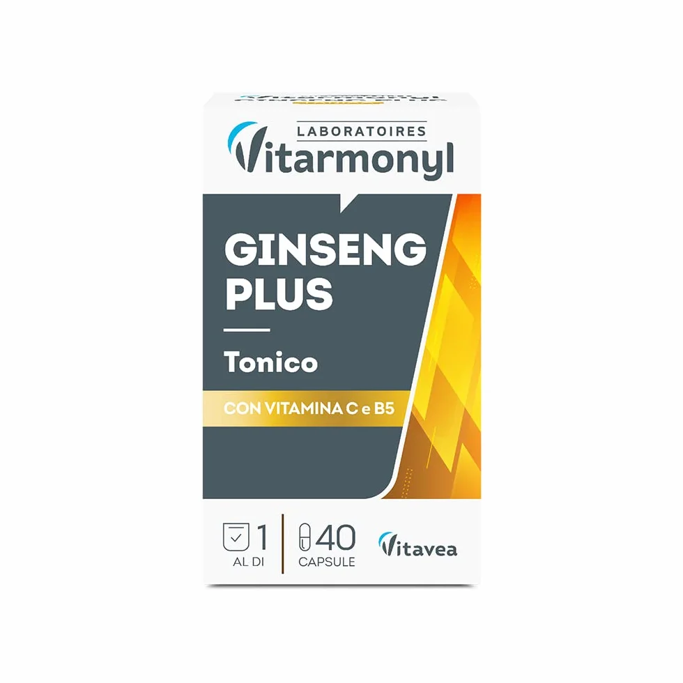 Vitarmonyl Ginseng Plus Tonico Integratore Alimentare 40 Capsule Estratto di Ginseng Vitamina C B5