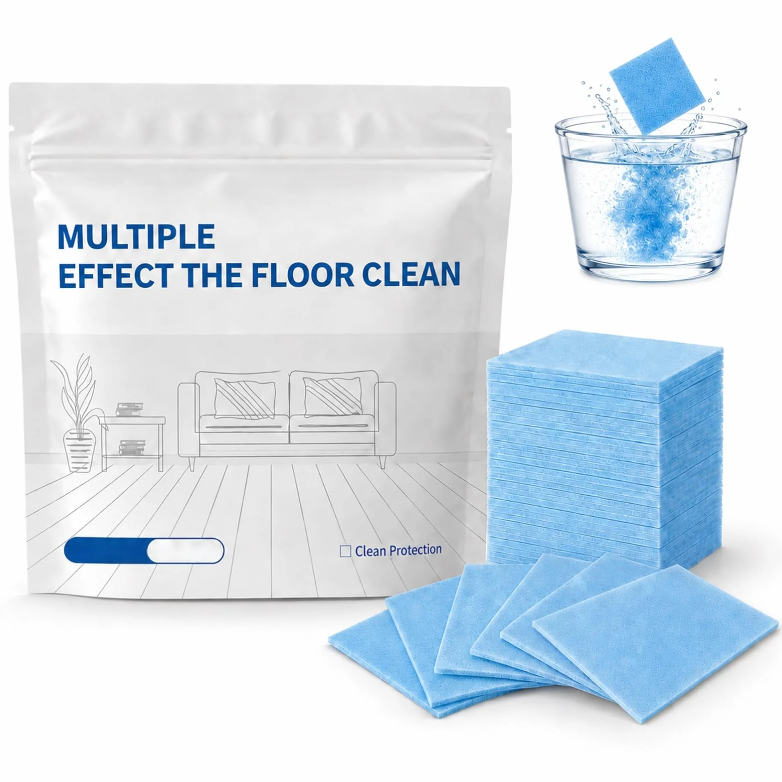 Floor Cleaner Tablets Multi-Surface No-Rinse Concentrated for Hardwood Tile 100PCS