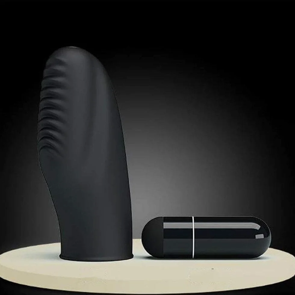 Mini Flírṭíṇg Víbrátíón Attrezzatura per Esercizi Sportivi Protezione per Le Dita Silicone (Nero)
