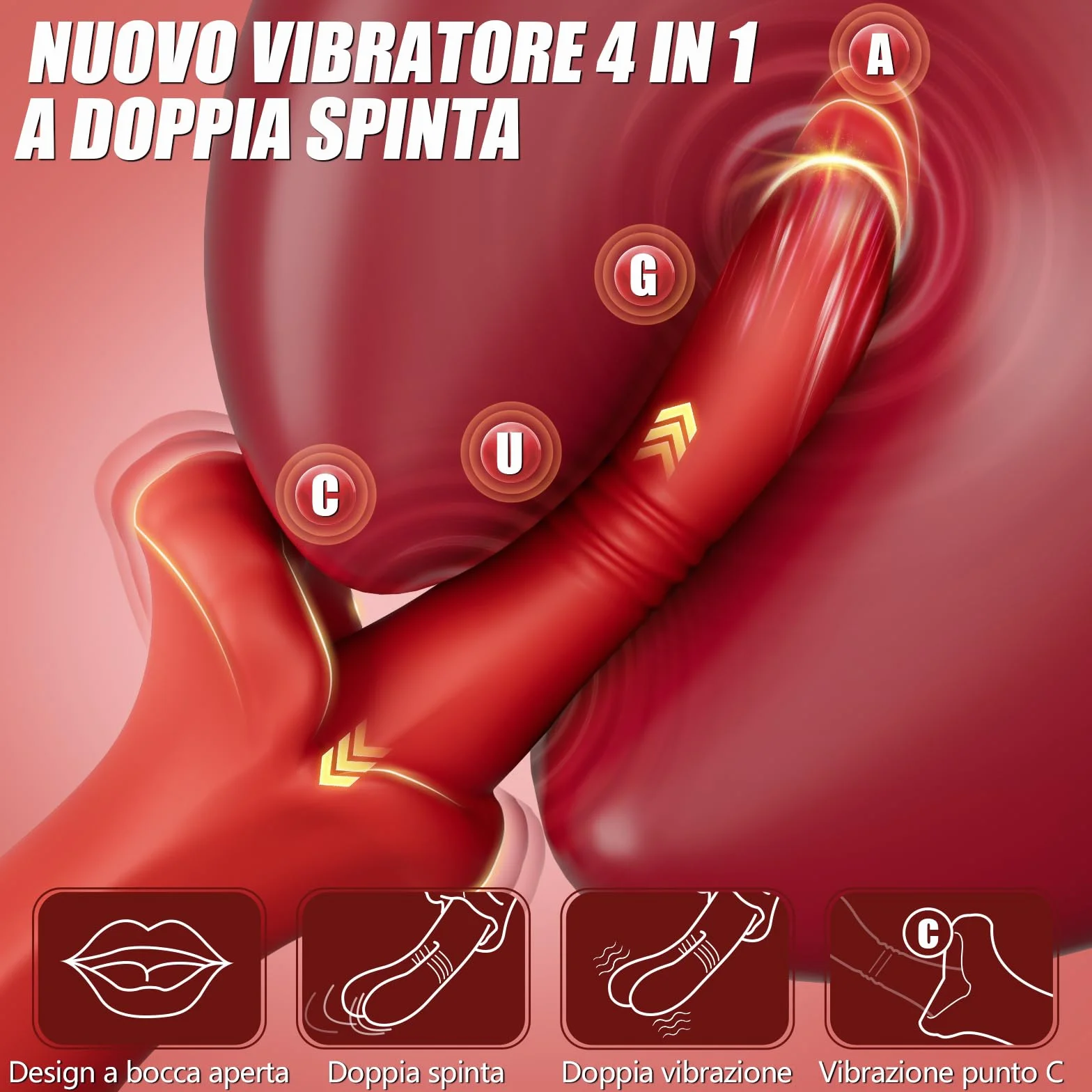Dildo Vibratoreper Donna Professionale Sex Toys - 4 in 1 Vibratoriper Donne Clotoride con 10 Spinte e Vibrazioni, Stimolatore Clitoride e Punto g Femminile Toys Sessuali per Donna Sexytoysys Coppia