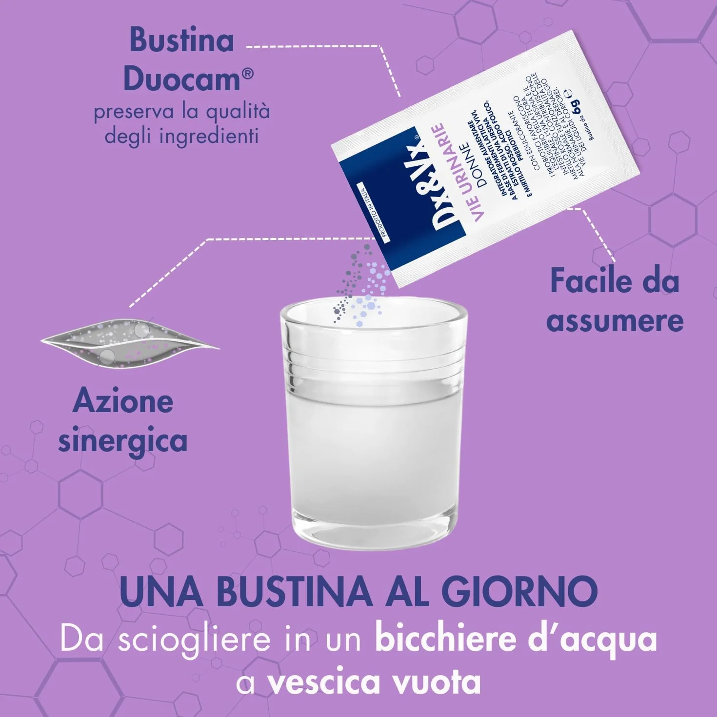 Dx&Vx Vie Urinarie Donne, Integratore per la Funzionalità delle Vie Urinarie, con Fermenti Lattici Vivi, Mirtillo Rosso, Uva Ursina e Acido Folico, Made in Italy, 28 Bustine