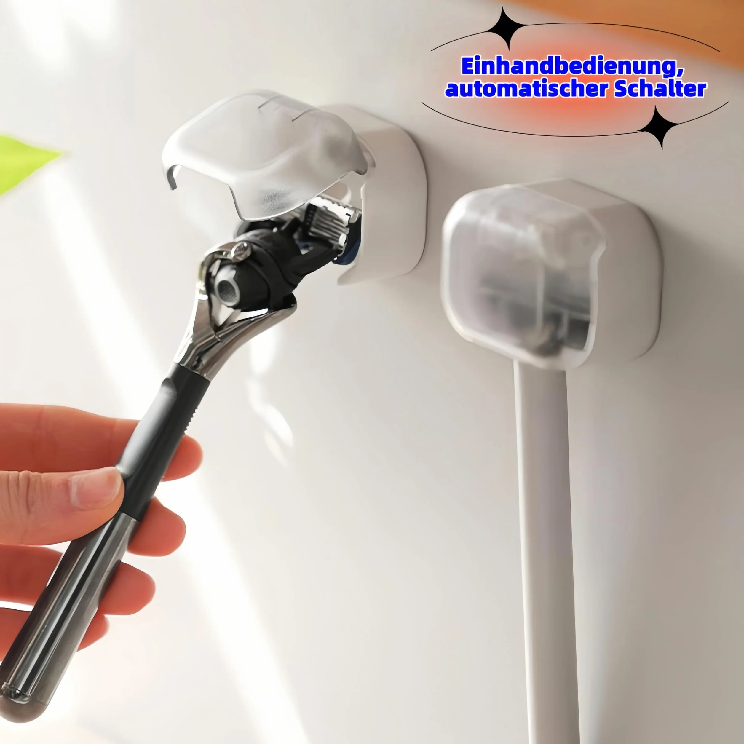 Razor Holder Razor Holder, Razor Holder with Cover, Dustproof Design, Waterproof Self-Adhesive Razor Holder Hanger for Bathroom Organiser