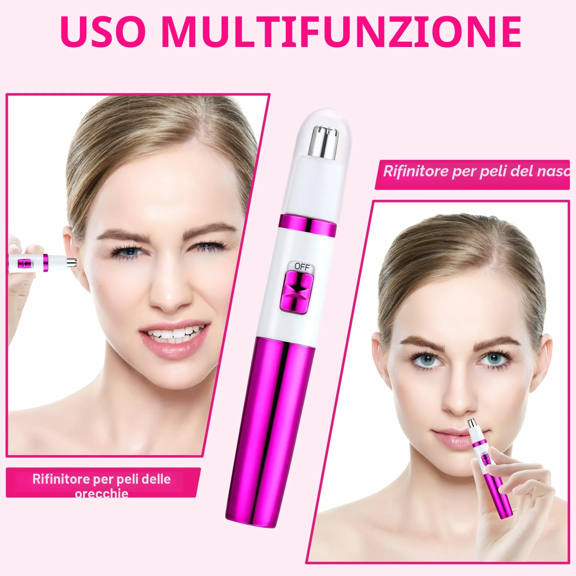 NUMIFUN Rasoio per da naso da donna, senza dolore, per orecchie e naso, per sopracciglia, orecchio, nasos, professionale, impermeabile, oro rosa