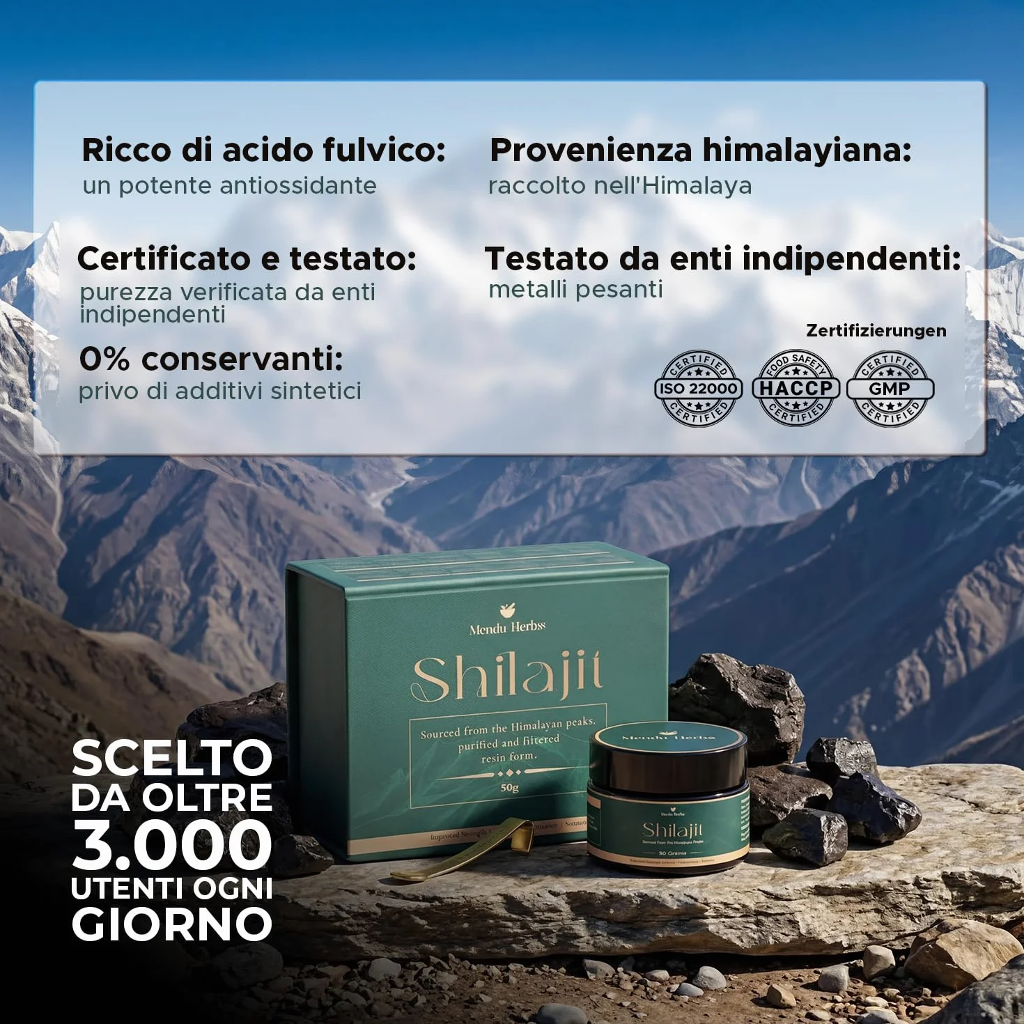 Himalayan Shilajit Resina Puro Originale 50 g | 100% Originale con Acido Fulvico e Acido Umico | Oltre 85 Minerali ed Oligoelementi | Vitalità ed Energia Naturale per Uomini