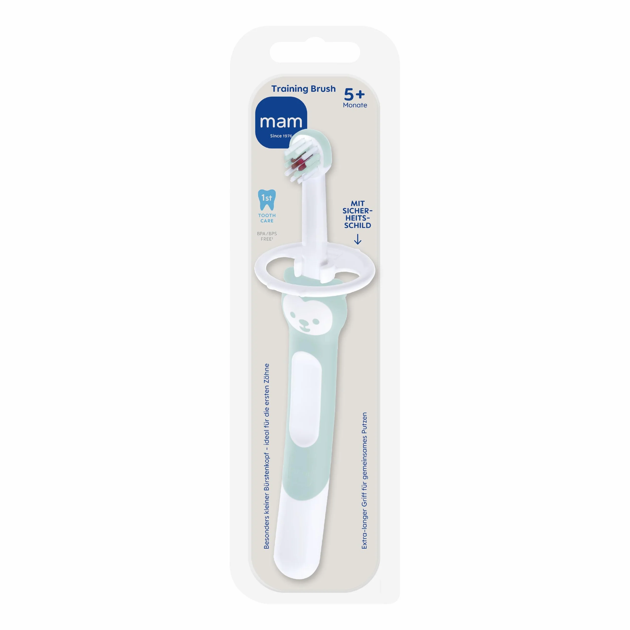 MAM Training Brush, spazzolino da denti per bambini con manico lungo per tenere insieme, spazzolino da denti per la pulizia delicata dei denti, dai 5 mesi in su, turchese