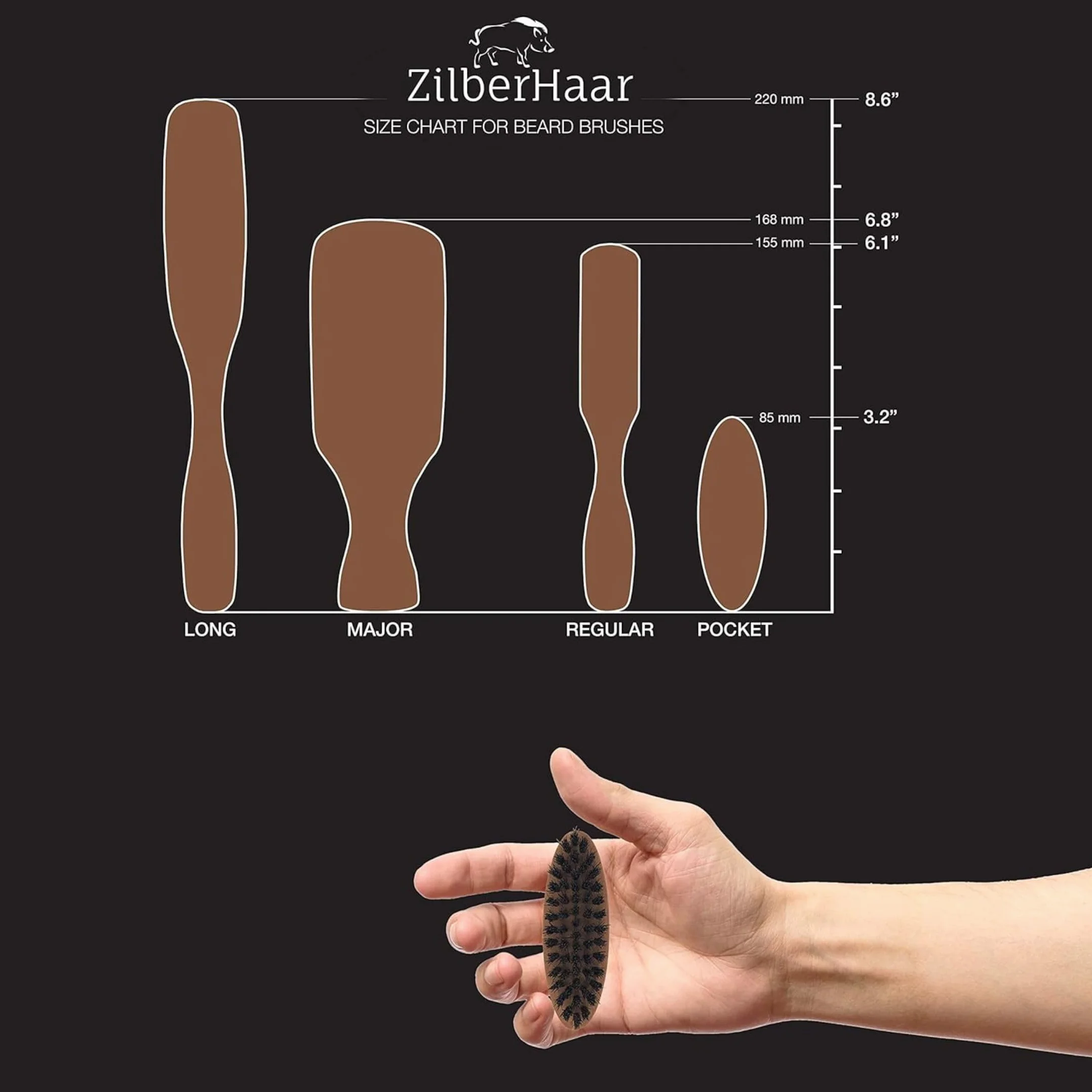 Boar Bristle Pocket Beard Brush by Zilberhaar - Firm Bristle Small Brush - Perfect Grooming Tool for Any Beard or Moustache - Works For Any Beard - Made In Germany by ZilberHaar