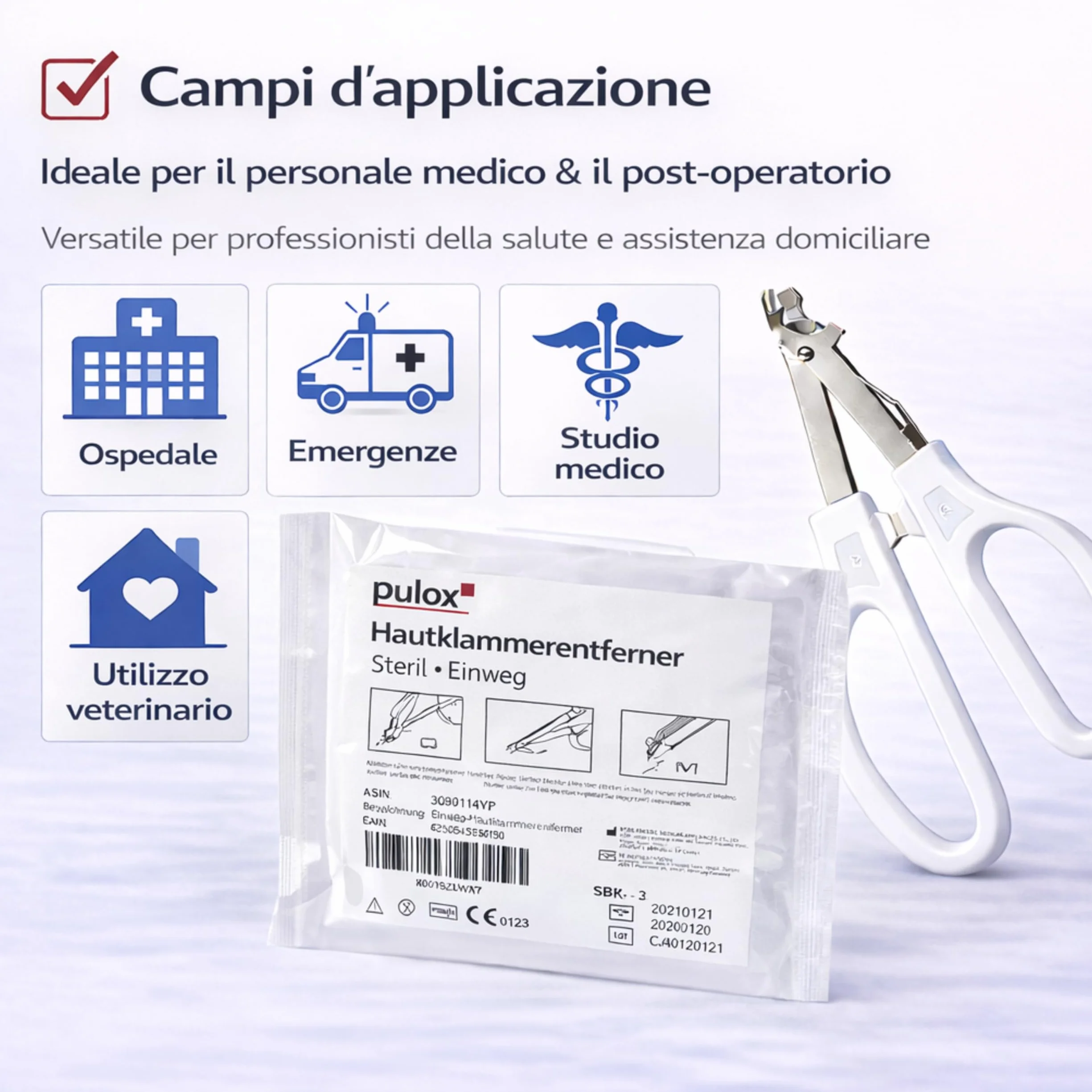 Pulox Cucitrice Cutanea Sterile Monouso con Pinza Rimuovi Punti, 35 Graffette