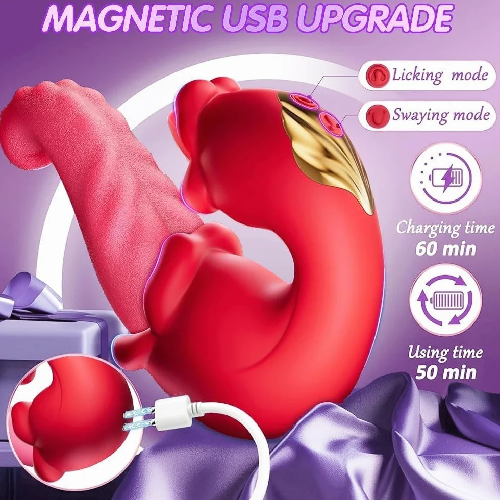 Vibratore per adulti, giocattolo sessuale per donne, 4 in 1, vibratore, dildo leccare la lingua, giocattolo sessuale anale, clitoride, capezzolo, vibratori, coppie femminili