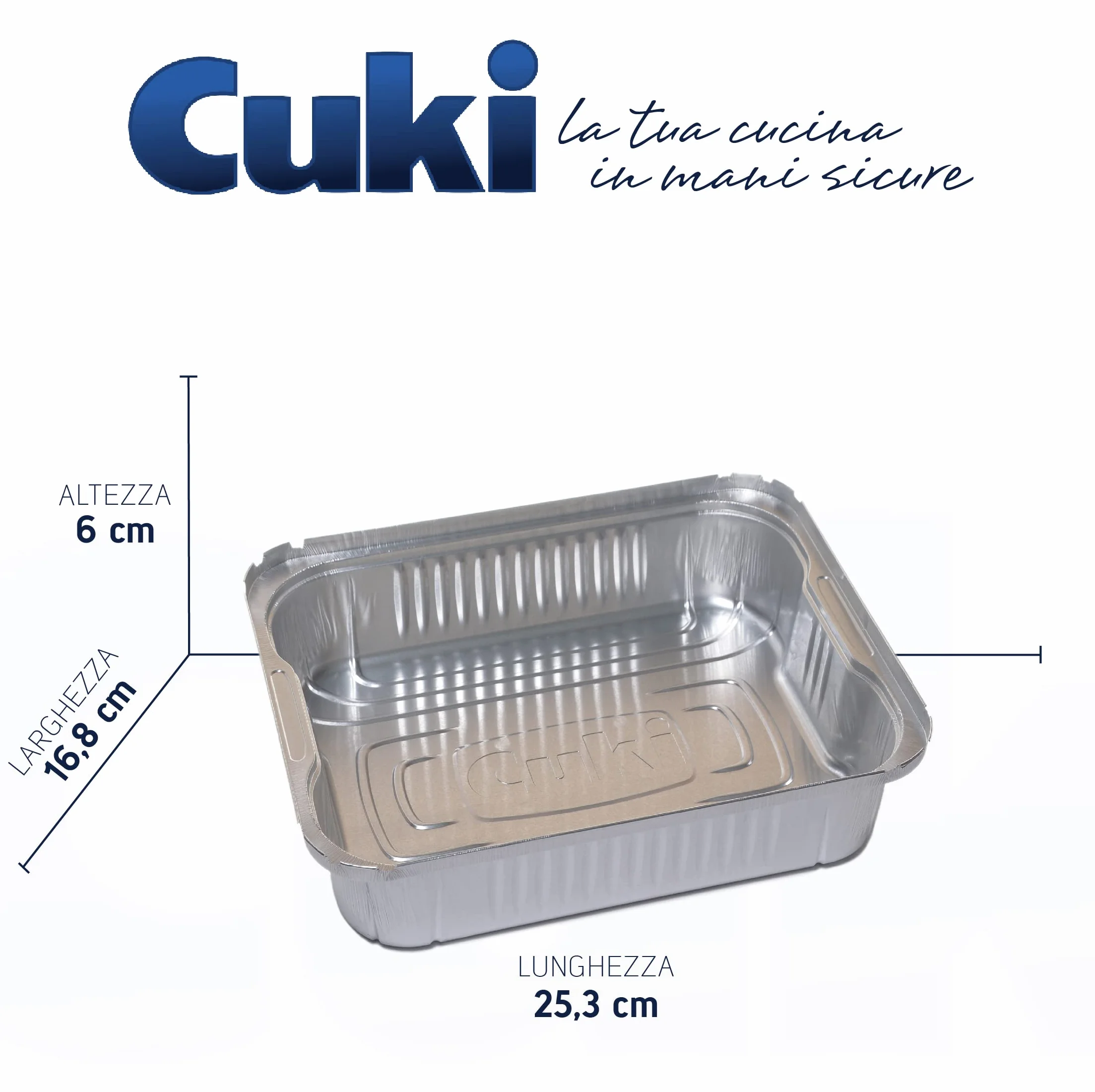 Cuki Vaschette Alluminio Con Coperchi - Ultra Forza - Con Manici - 6 Porzioni - Rettangolari [Rs99L] - 6 Confezioni Da 2 Pezzi