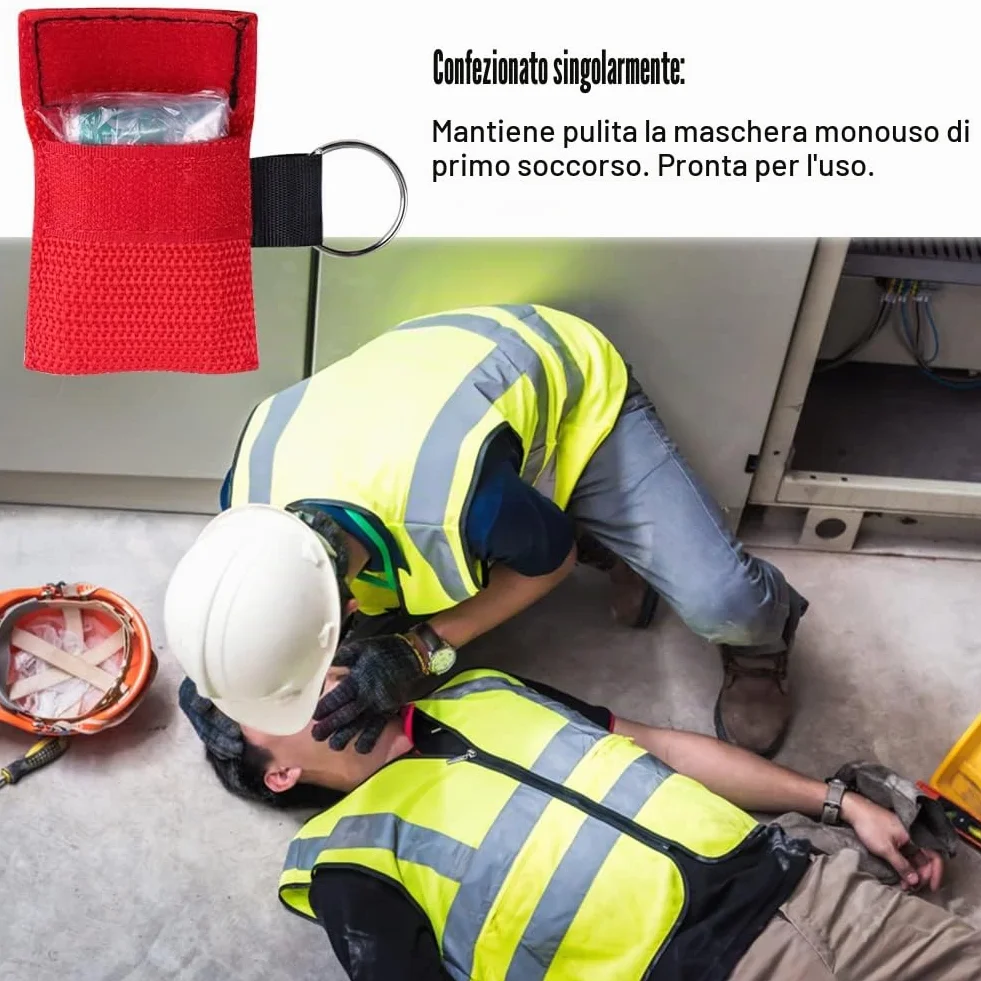 Mascherine per RCP Kit di Emergenza Maschere Tascabili Primo Soccorso Allenamento RIC Confezione da 50