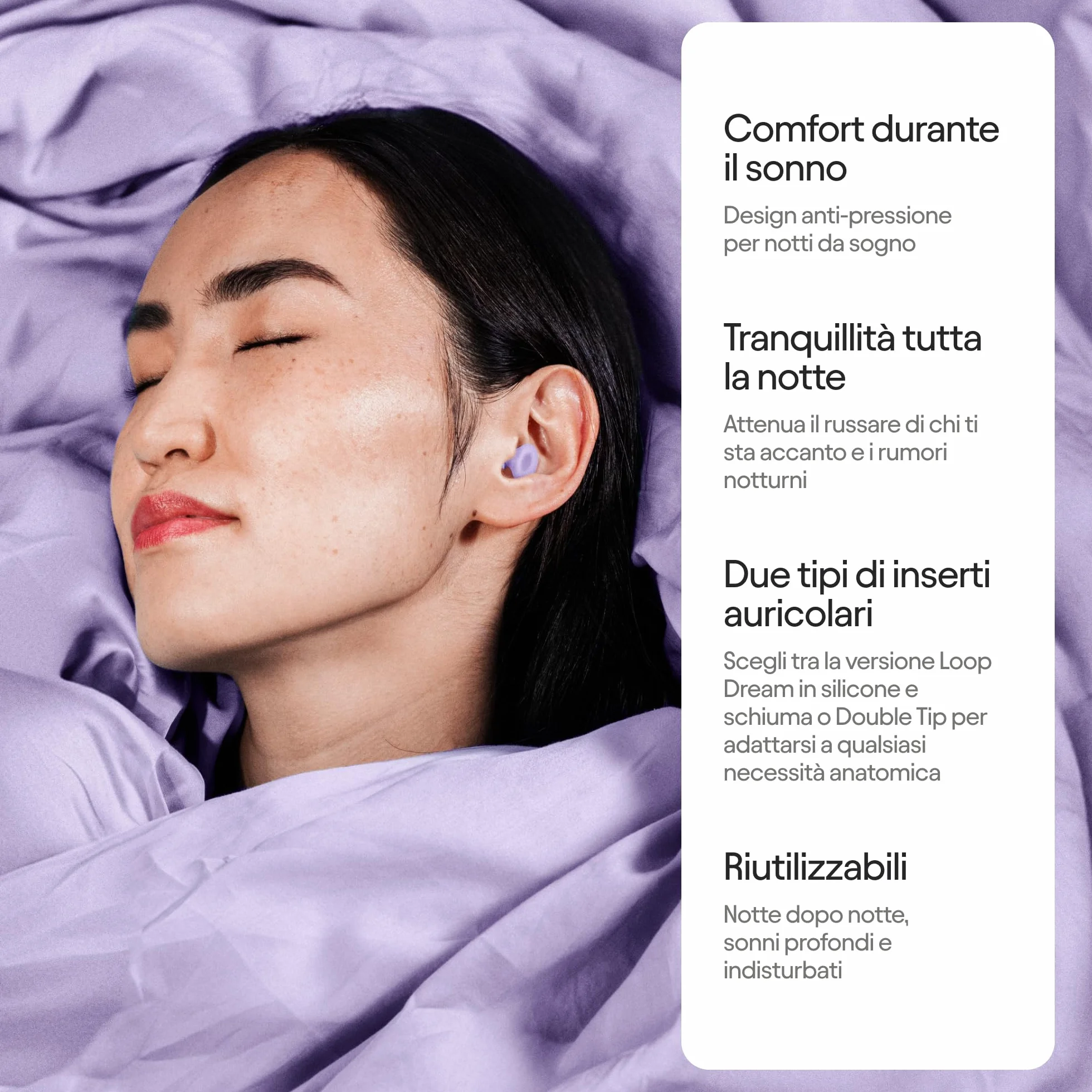 Loop Dream Tappi per il sonno – Silicone e schiuma | Riduzione del rumore 27 dB SNR