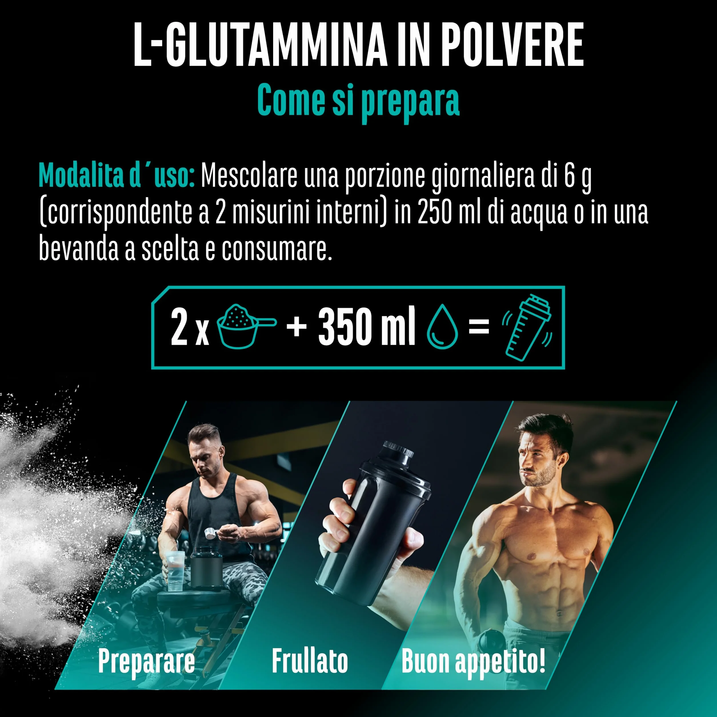 L-Glutammina in polvere - 750 g - Premium: pura e ultrafine senza additivi - 100% aminoacido L-Glutammina micronizzato - Neutro non aromatizzato - Altamente dosato - Vegan