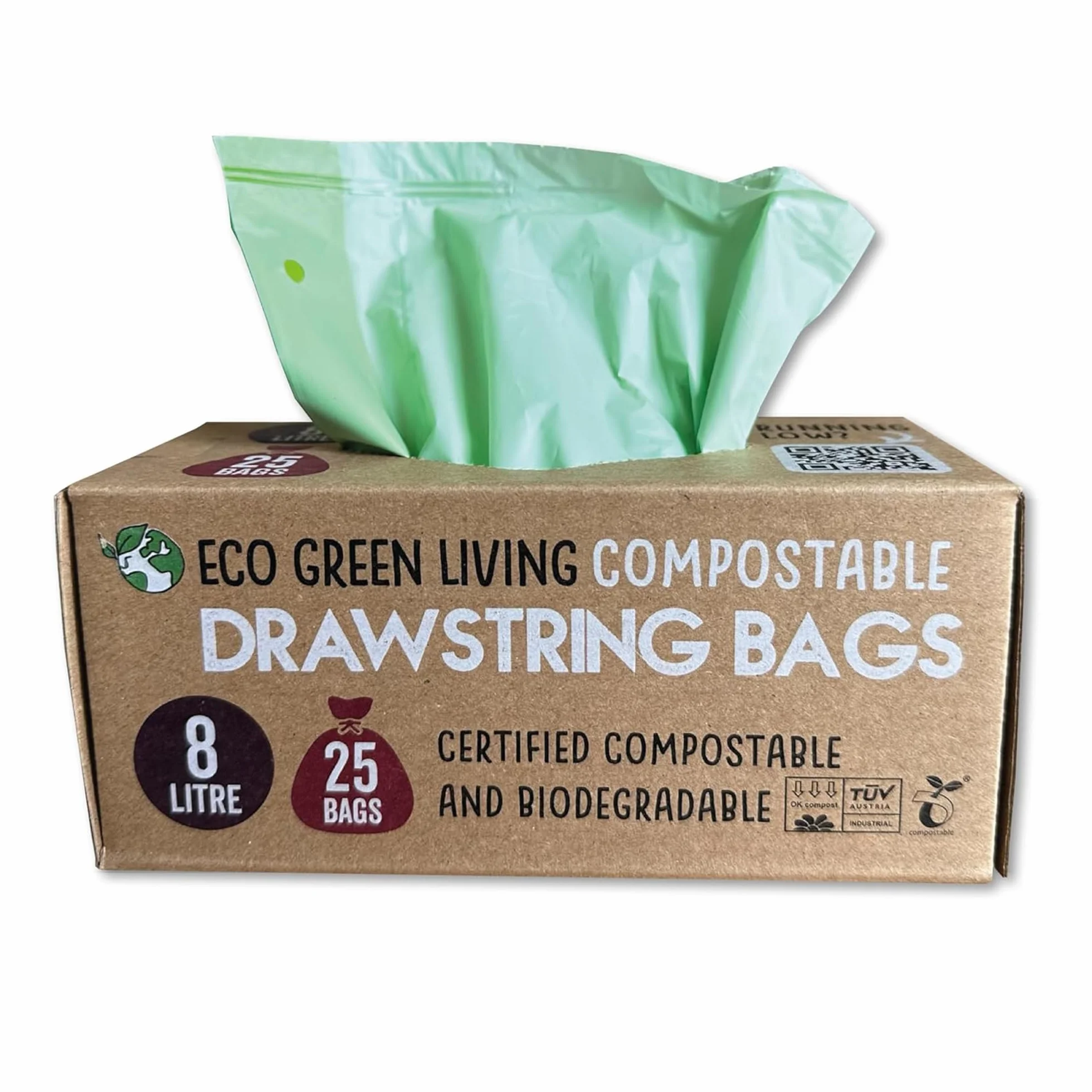Eco Green Living Sacchi per la spazzatura compostabili 8 litri 40x45 cm 25 sacchetti