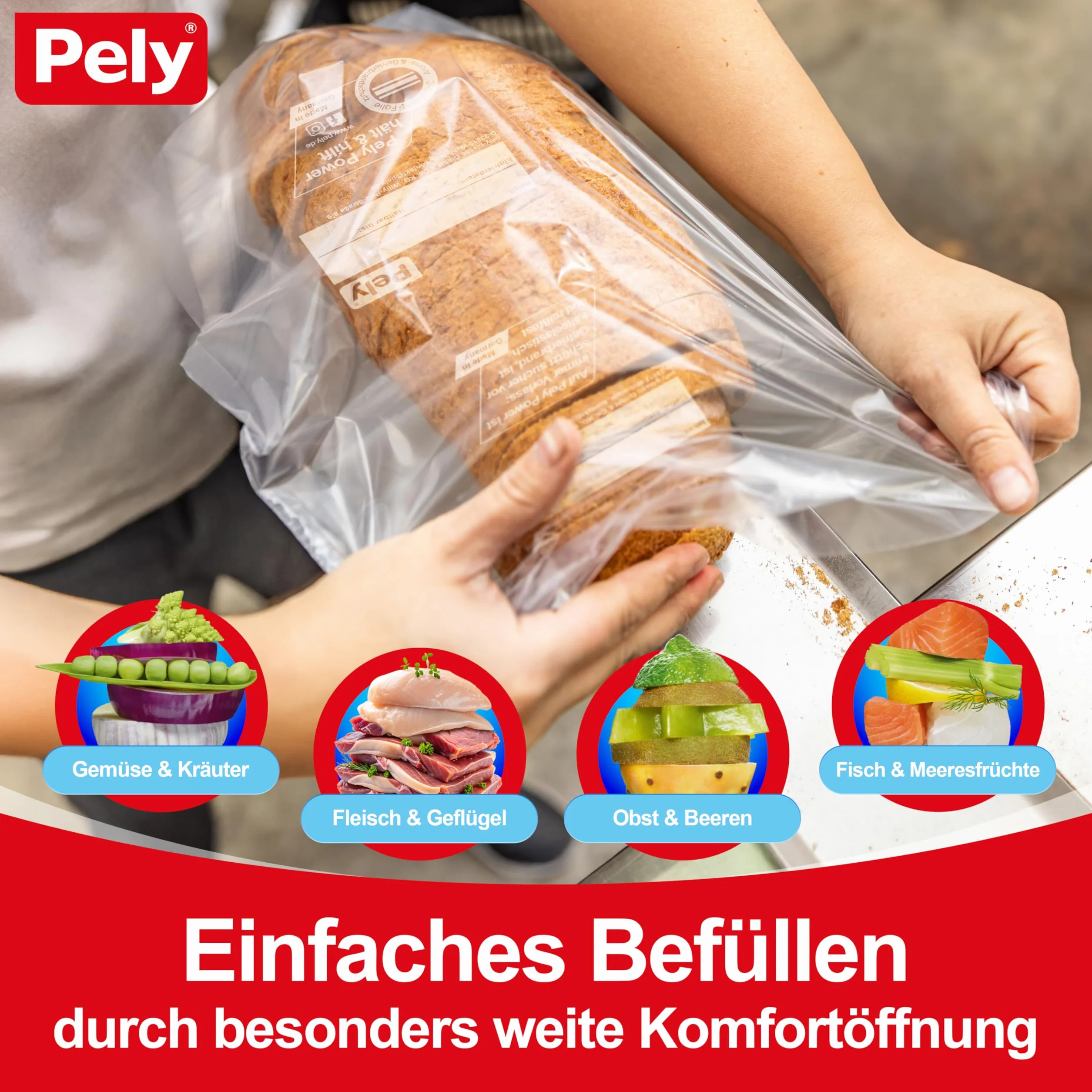 pely 8674 - Sacchetti per congelatore, 4 l, 45 sacchetti, confezione risparmio (4 litri)